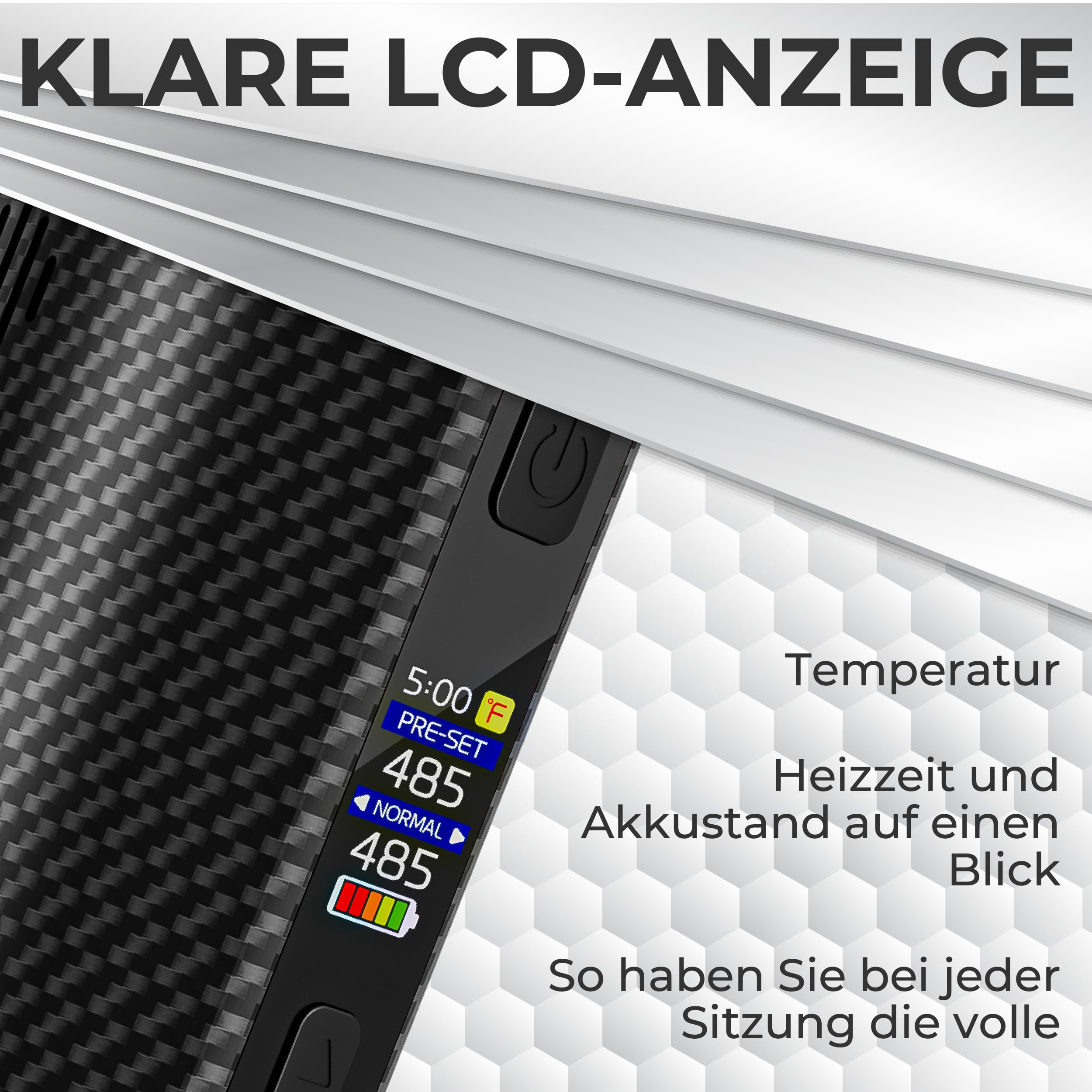 Vaporizer Cannabis IOUQ Mars Kit Kräuter Verdampfer mit LCD Display, präziser Temperaturregelung 100–250 °C, Keramik-Heizkammer &3000mAh USB-C Schnellladung (Matte Black)
