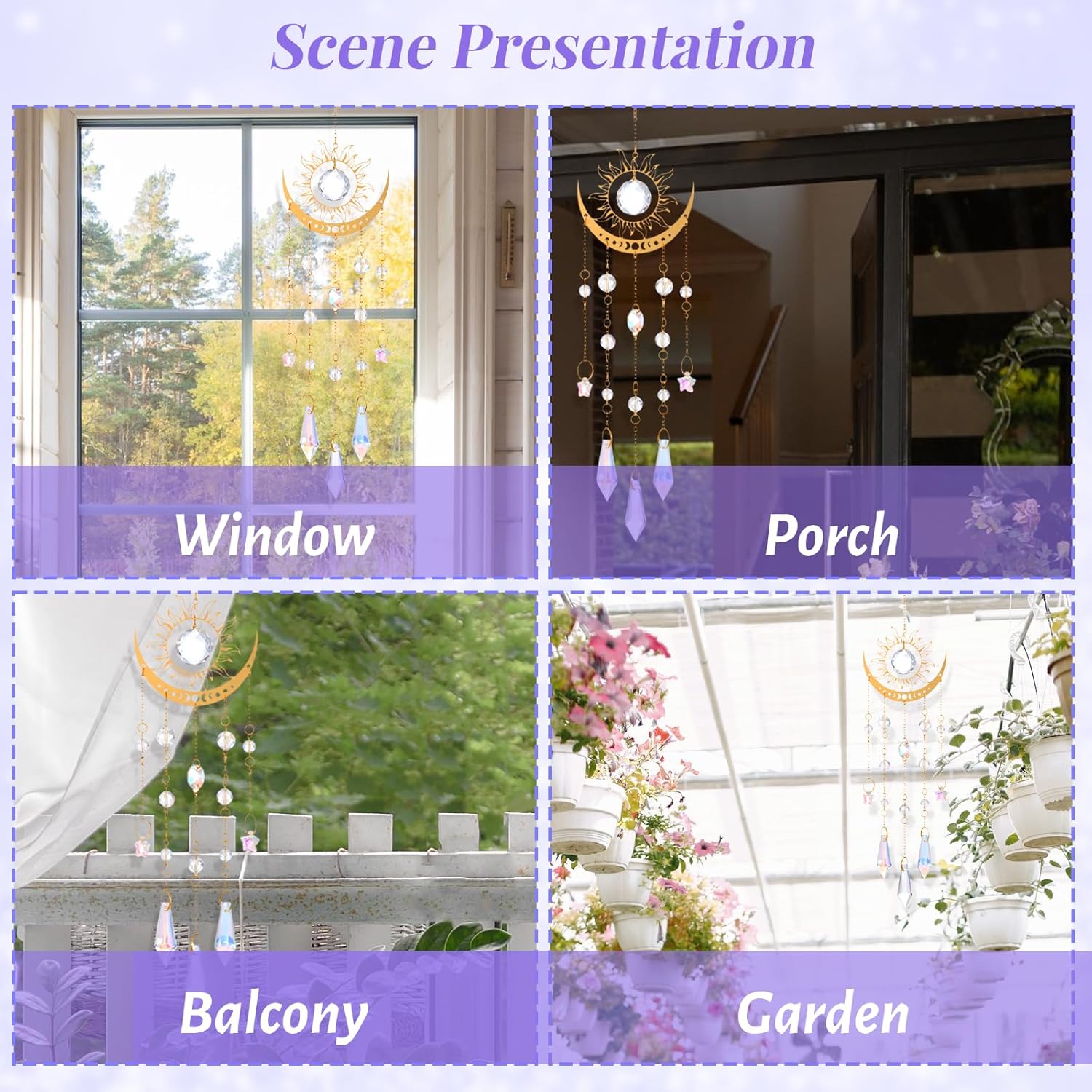 Crystal Suncatcher for Windows Hanging, Prism Rainbow Maker with Chain, Sun and Moon Catchers Indoor Outdoor Home Garden Decor, Gift for Christmas Mother’s Day Valentine’s - Image 4