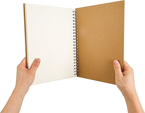 Miniatura 7 de Krafty - Cuaderno con tapa blanda en blanco, cuaderno de bocetos en espiral, libro de dibujo, 60 hojas140gsm (A4)120 páginas