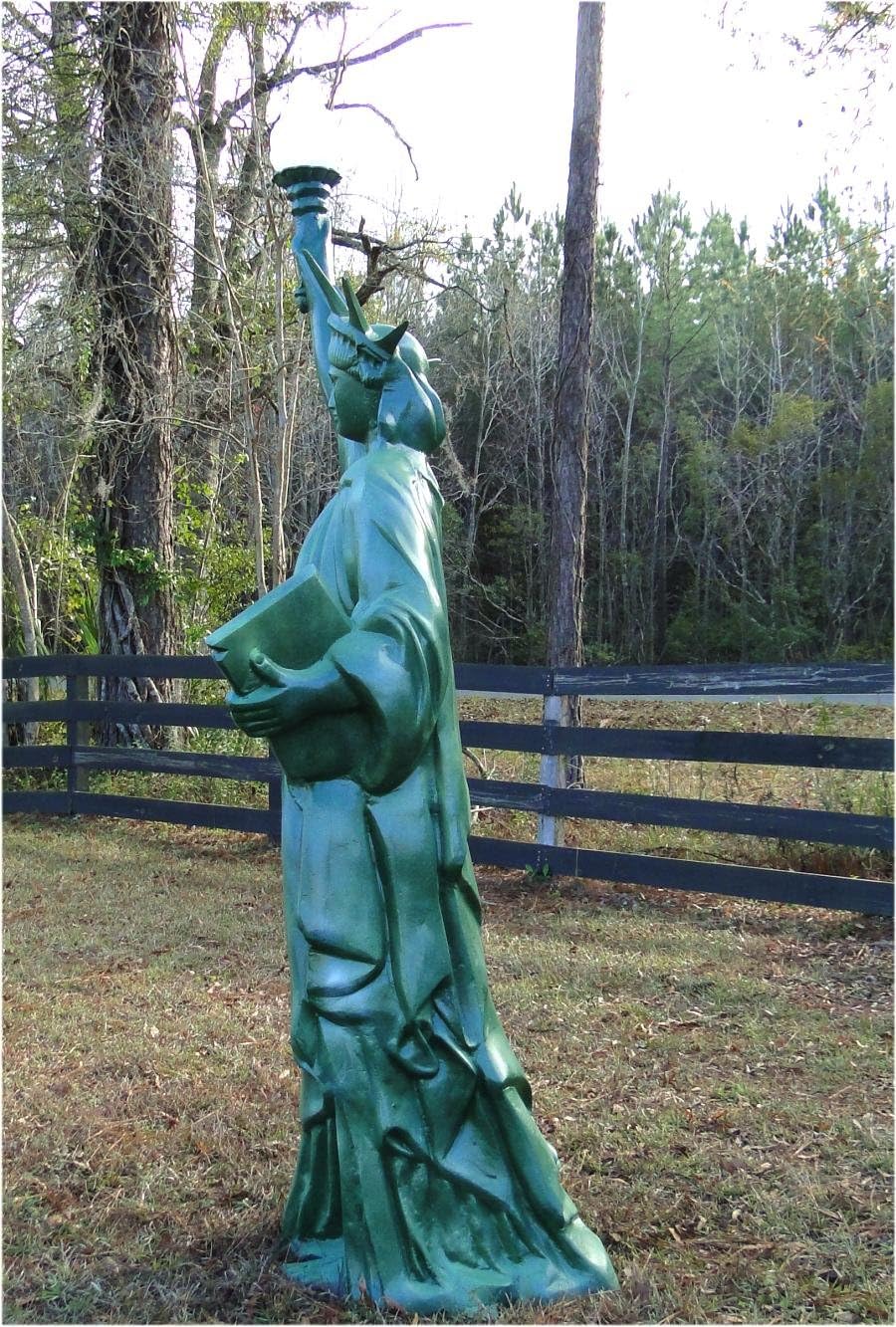 The Kings Bay 7 Ft Lighted Statue of Liberty with Glass Flame Shade
