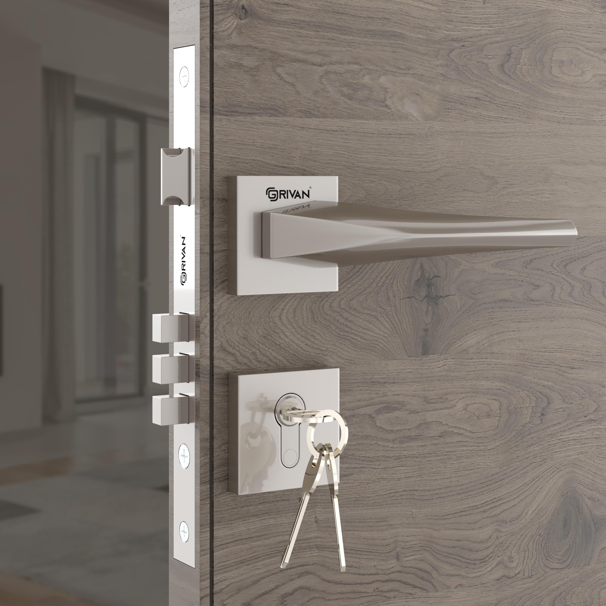 GRIVAN Rose Gold Mortise Lock Set - Secure Your Home -8