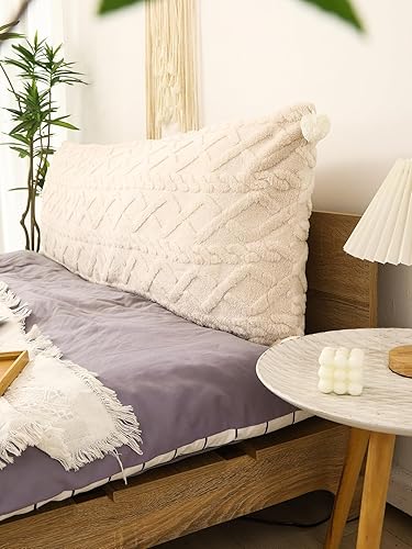 Miniatura 4 de QWINEE Funda de almohada con diseño de rayas blancas, fundas de almohada decorativas de felpa de color liso simple, sin relleno, fundas de almohada