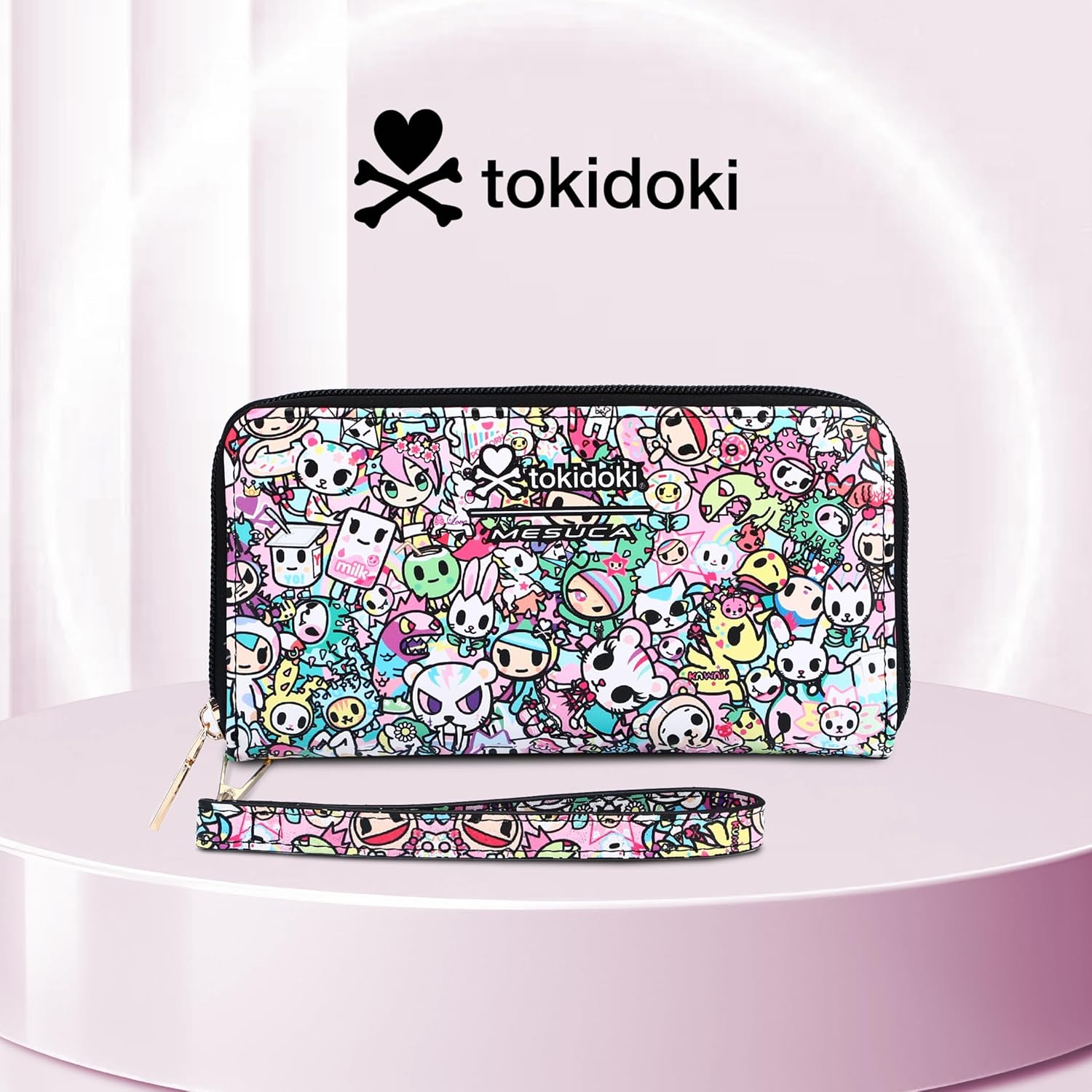 Tokidoki Wallet Pink Unicorno Clutch Wallet Credit Card Holder Large Capacity Travel Purse Wristlet for Women Girl (WA-No skulls girl) - Image 7