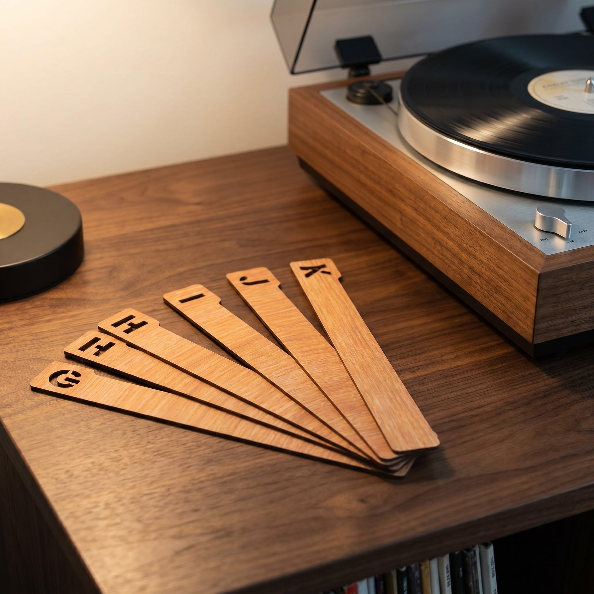 YARNOW Set di 2 divisori in legno per album AZ, linguette di separazione in legno per album AZ, cartelli di separazione per dischi in vinile e riviste per scaffali di biblioteche scolastiche.