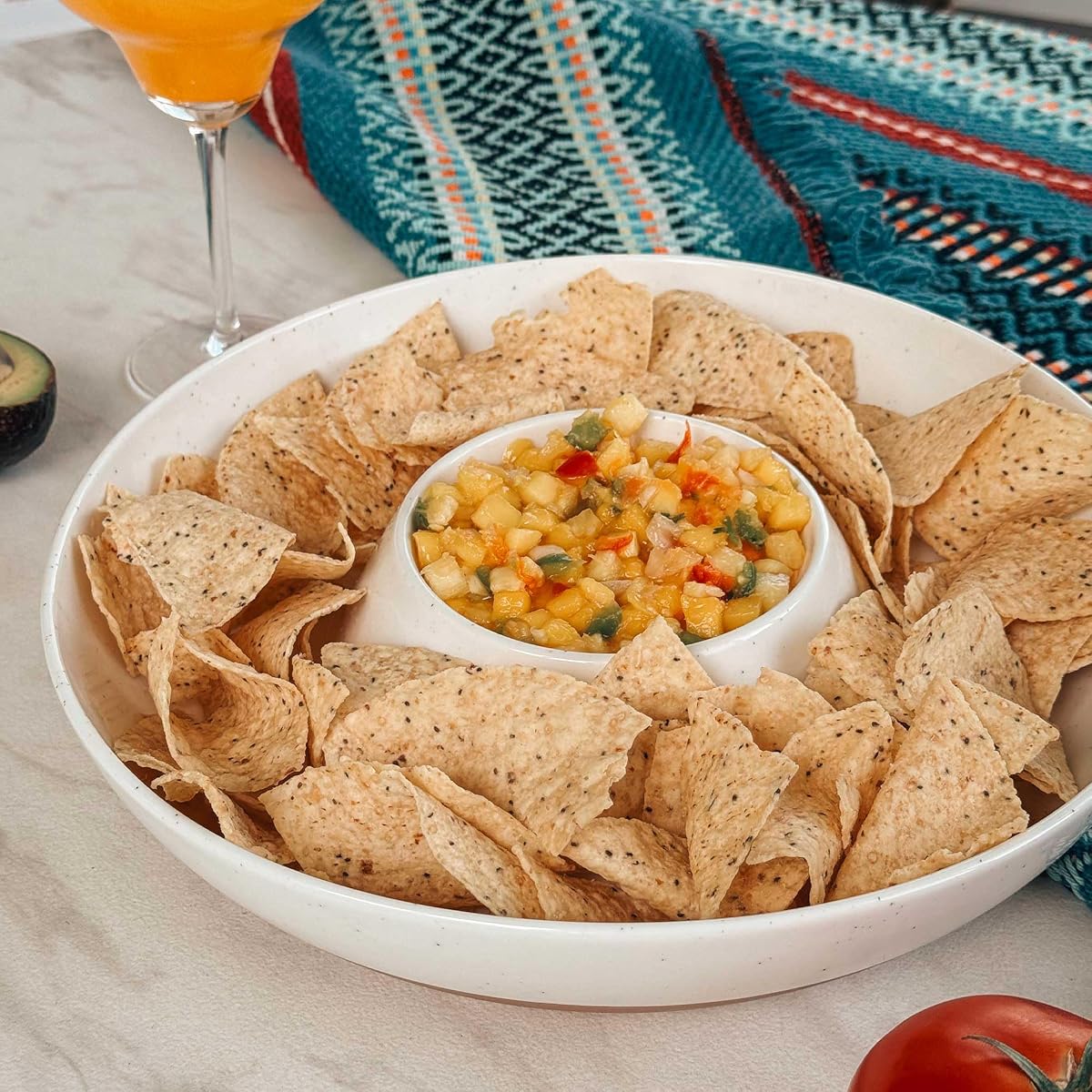 Mora Ceramic Chips and Dip Serving Tray