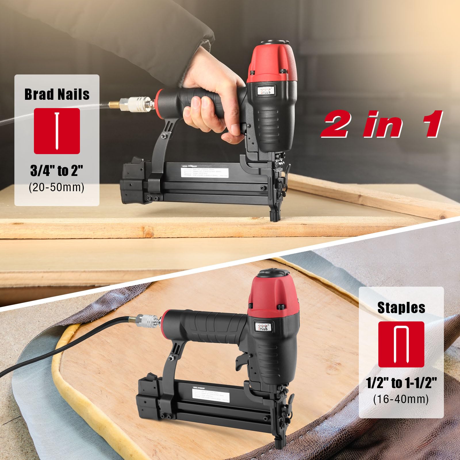 2-in-1 Brad Nailer & Stapler - 3PLUS HF509040SP -3