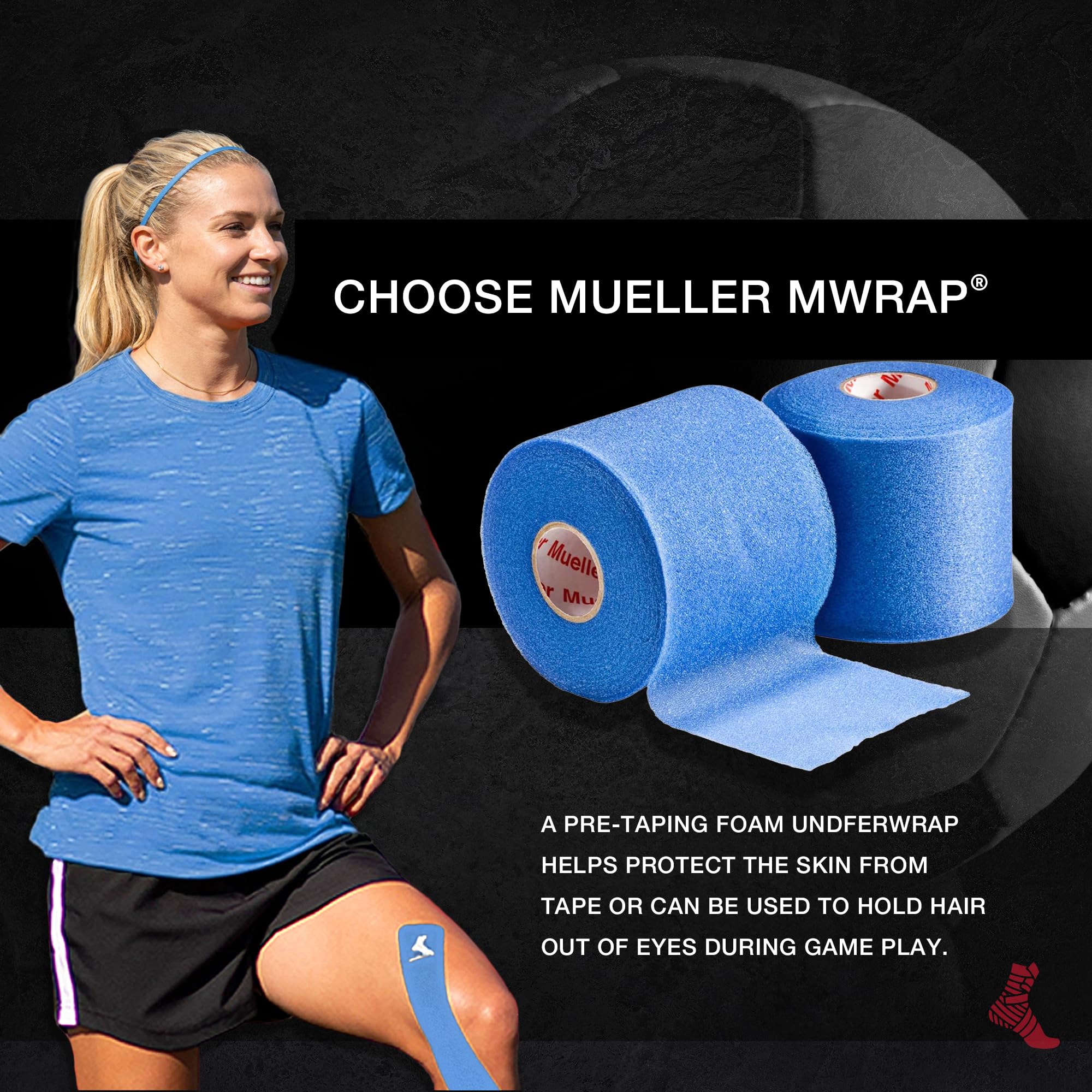 Mueller Sports Medicine MWrap, Pre Wrap, Athletic Tape Underwrap for Sports, Hair, Ankles, Wrist, Hands and Knees, Water-Resistant, Latex Free, 2.75" x 21.4 Yards Per Roll, 2 Rolls