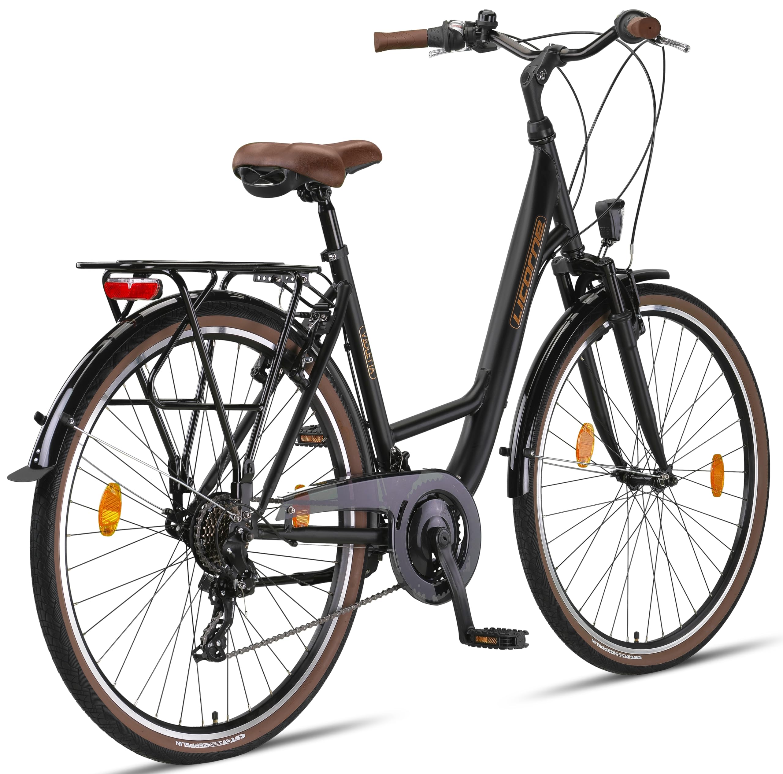 Licorne Bike Violetta Premium City Bike in 24,26 und 28 Zoll - Fahrrad für Mädchen, Jungen, Herren und Damen - 21 Gang-Schaltung - Hollandfahrrad