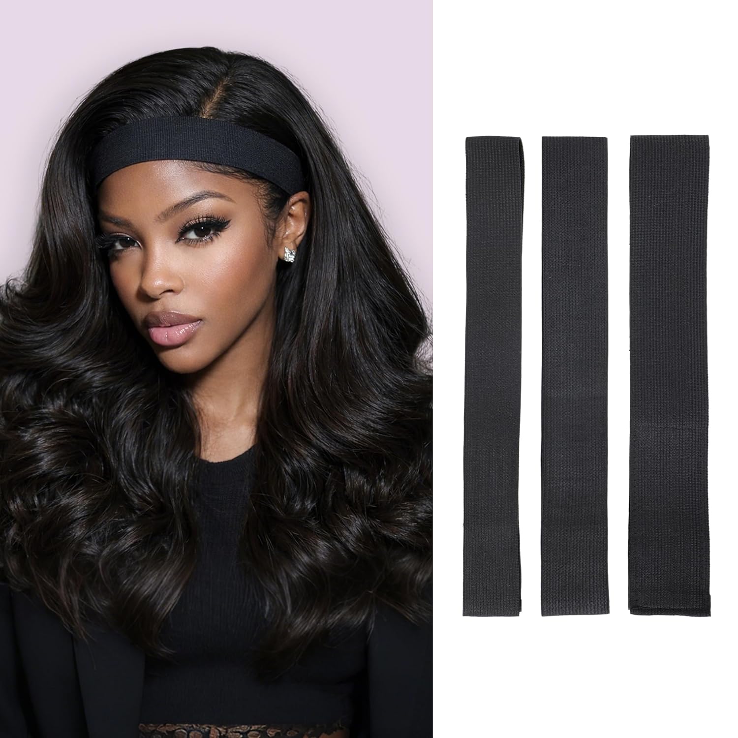 Wig Band for Lace Front Non-Slip Adjustable Elastic Lace Bands for Wigs 3 Sizes Per Pack for Melting