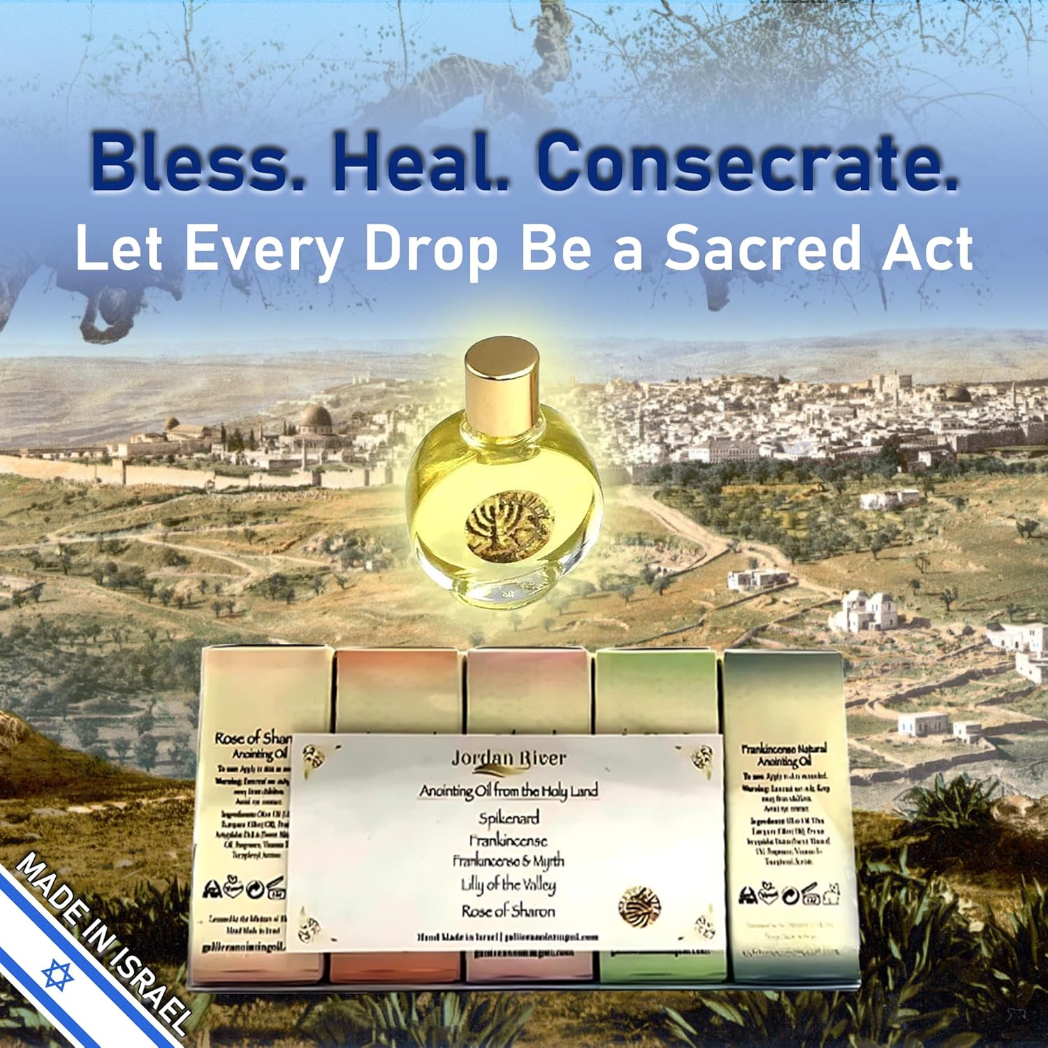 Anointing Oil for Prayer – 5x15ml Holy Oil Bottles from Jerusalem – Rose of Sharon, Spikenard, Lily of The Valley, Myrrh, Frankincense – Blessed Anointed Oils from Israel - Image 6