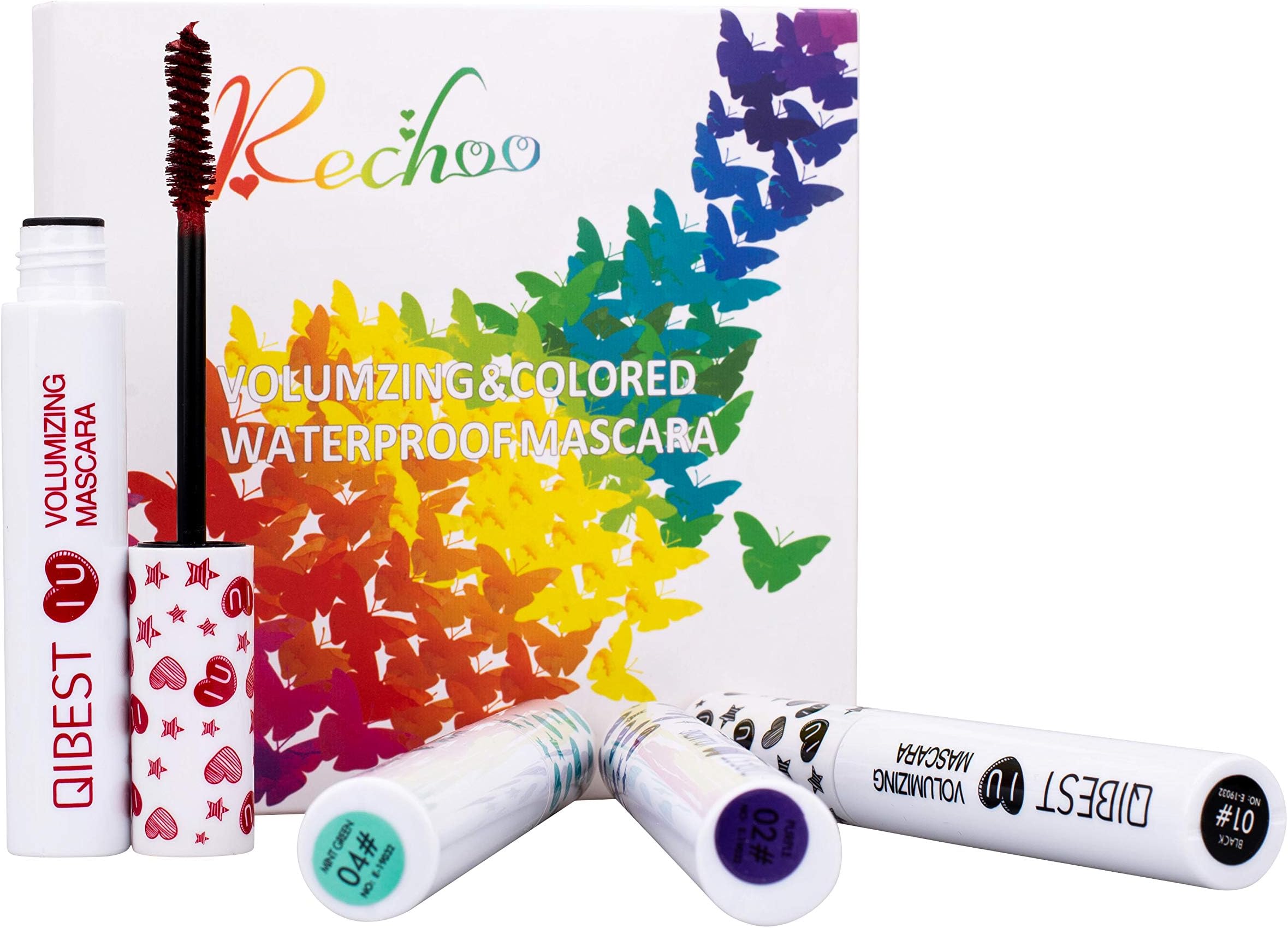 Waterproof Color Mascara, COOSA 7 Color Variety Pack Mascara Eyeliner Charming Longlasting Mascara for Eyelash Eye Makeup-7PCS