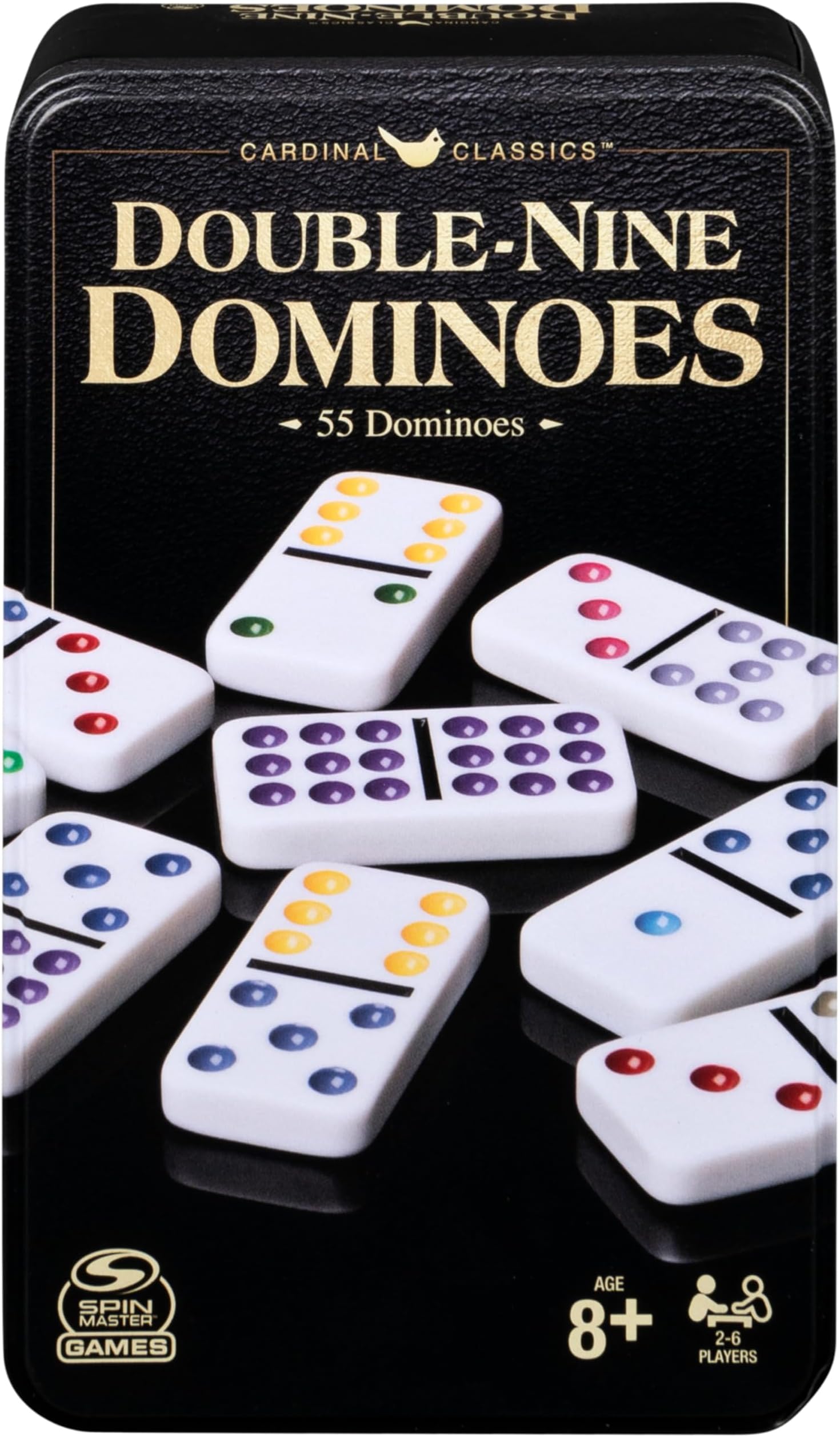 Spin Master Games Double Nine Dominoes Set in Storage Tin, Classic Game for Kids & Adults Ages 8+