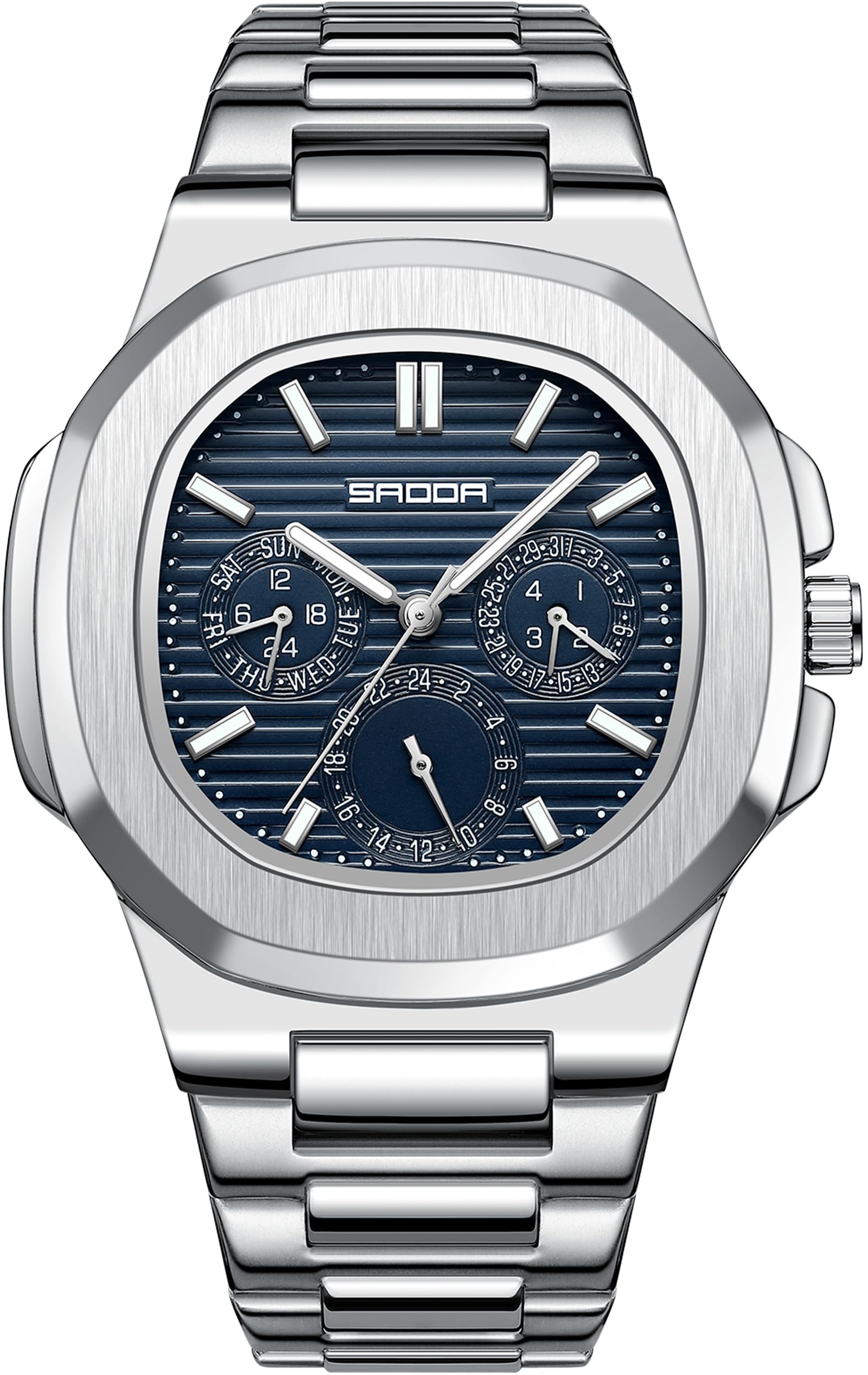 findtime Uhren Herren Luxus Business Armbanduhr Analog Quarz Uhr Edelstahl 3ATM Wasserdicht Leuchtend Datum Wochentag Designer Herrenuhr Mode Uhr für Männer Arbeit und Freizeit