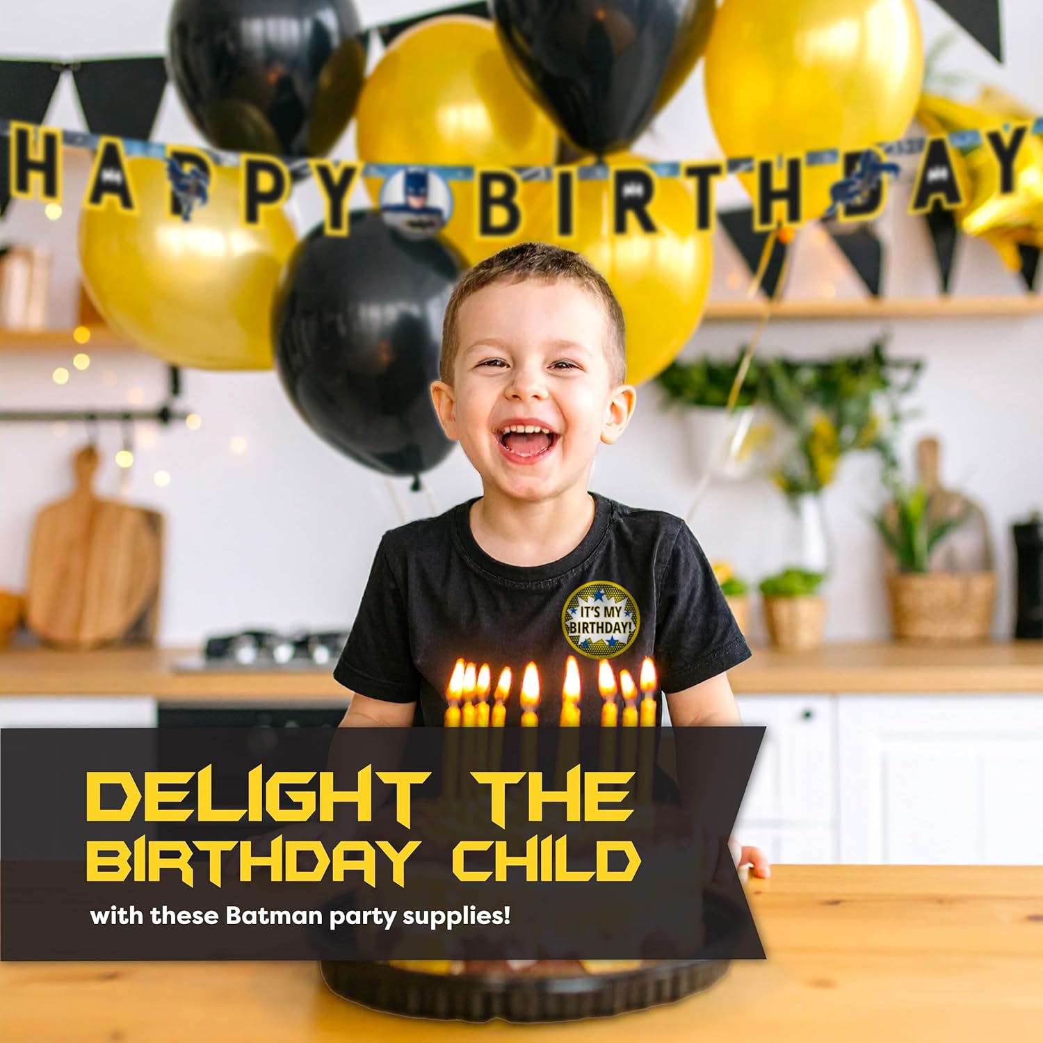 Batman Birthday Decorations and Party Supplies | Serves 16 | Masks, Tattoos, Banner, Tablecloth, Plates, Napkins, Sticker | Officially Licensed