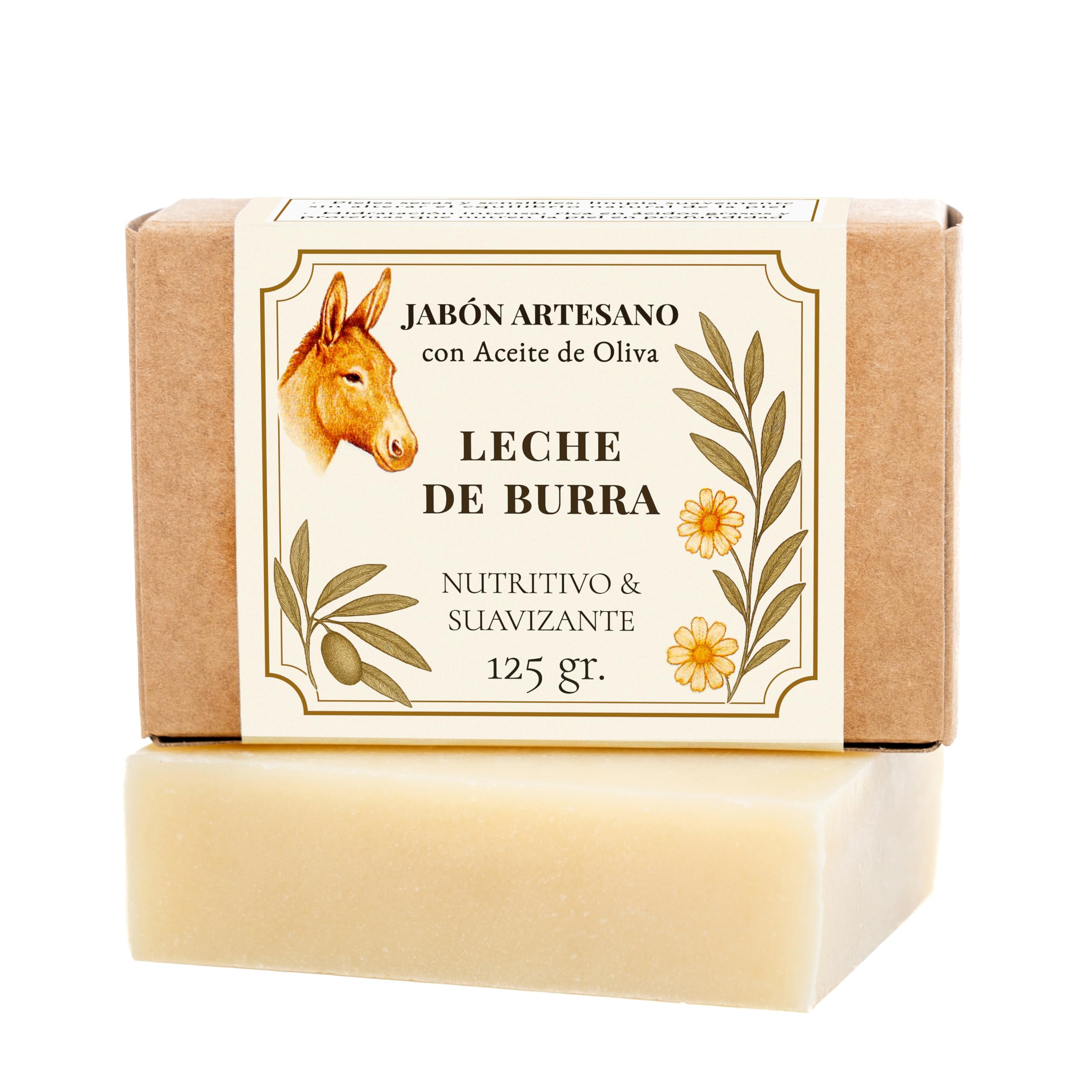 Sapone Latte D'asina 125 g. Sapone Naturale Artigianale con Olio d’Oliva, Saponetta Corpo Nutriente e Idratante per Viso e Corpo, Uso Quotidiano, Ideale per Pelle Sensibile e Delicata