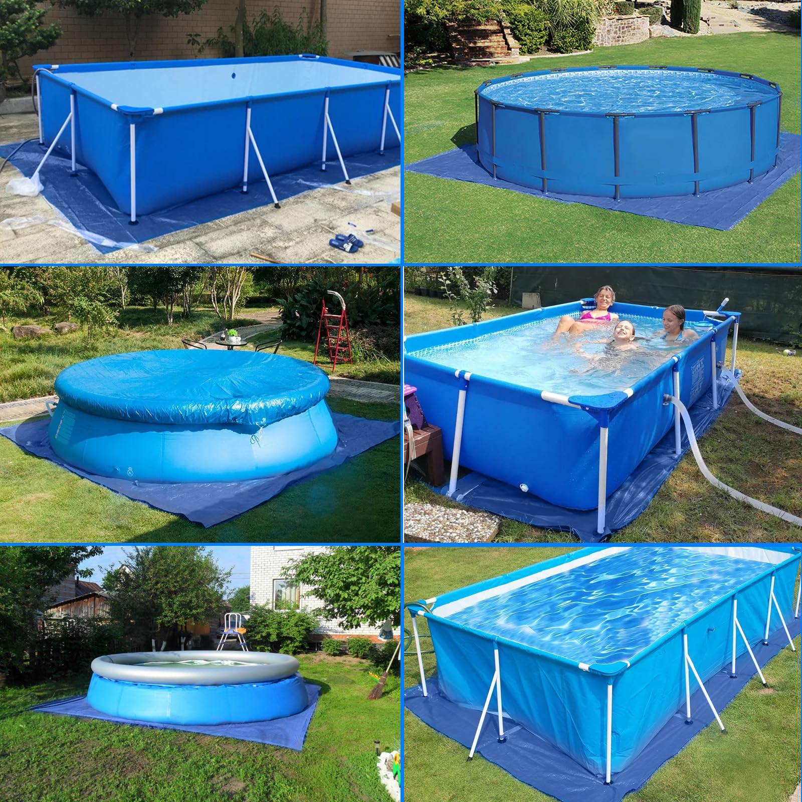 Tapis de Sol Piscine 300 x 200 cm, Convient aux Piscines Rectangulaires, Piscines Gonflables, Piscines pour Enfants, Protection Étanche, Protégez Le Fond de Votre Piscine