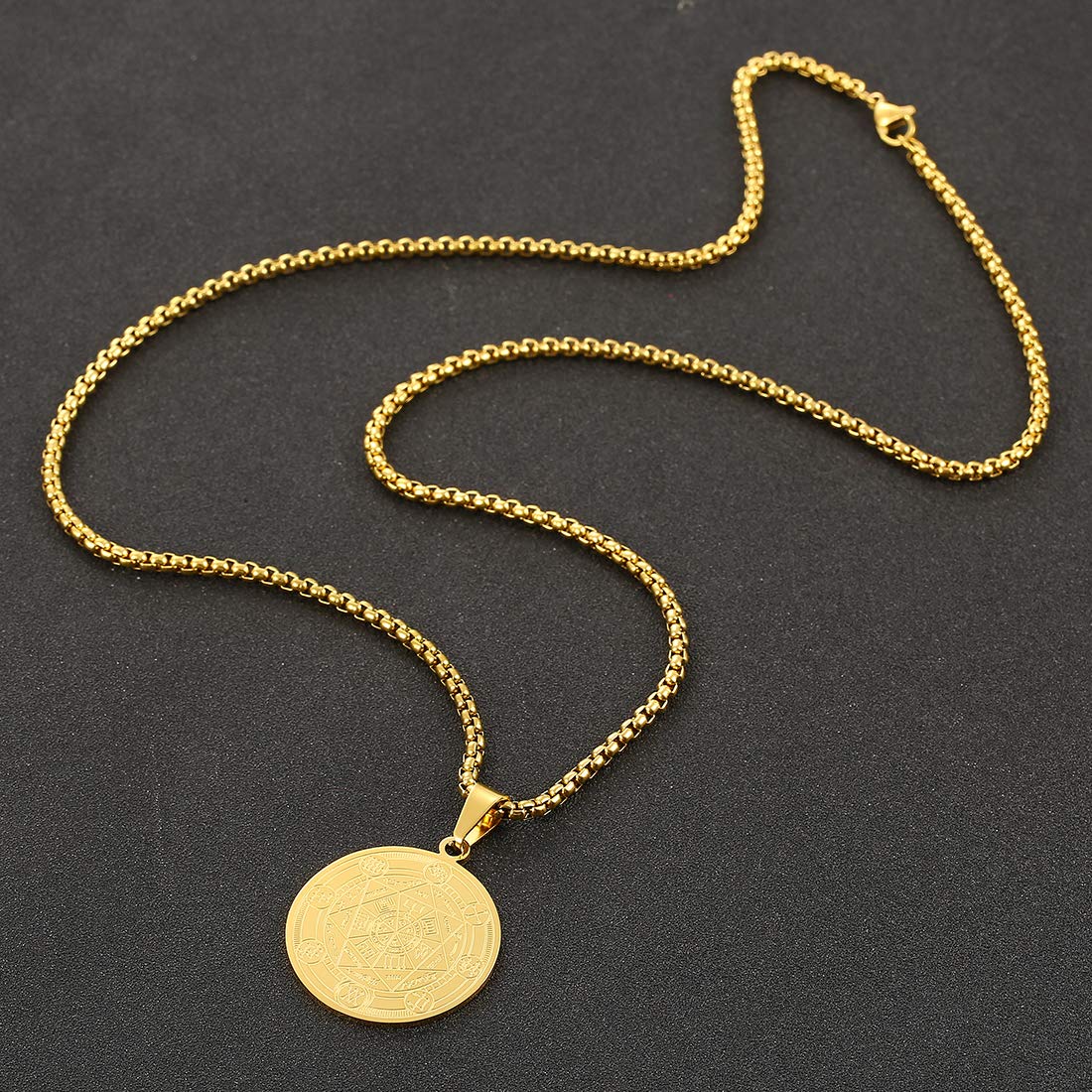 Naszyjnik z medalionem talizmanem, pieczęć 7 aranges talizman pentagram, amulet Salomona