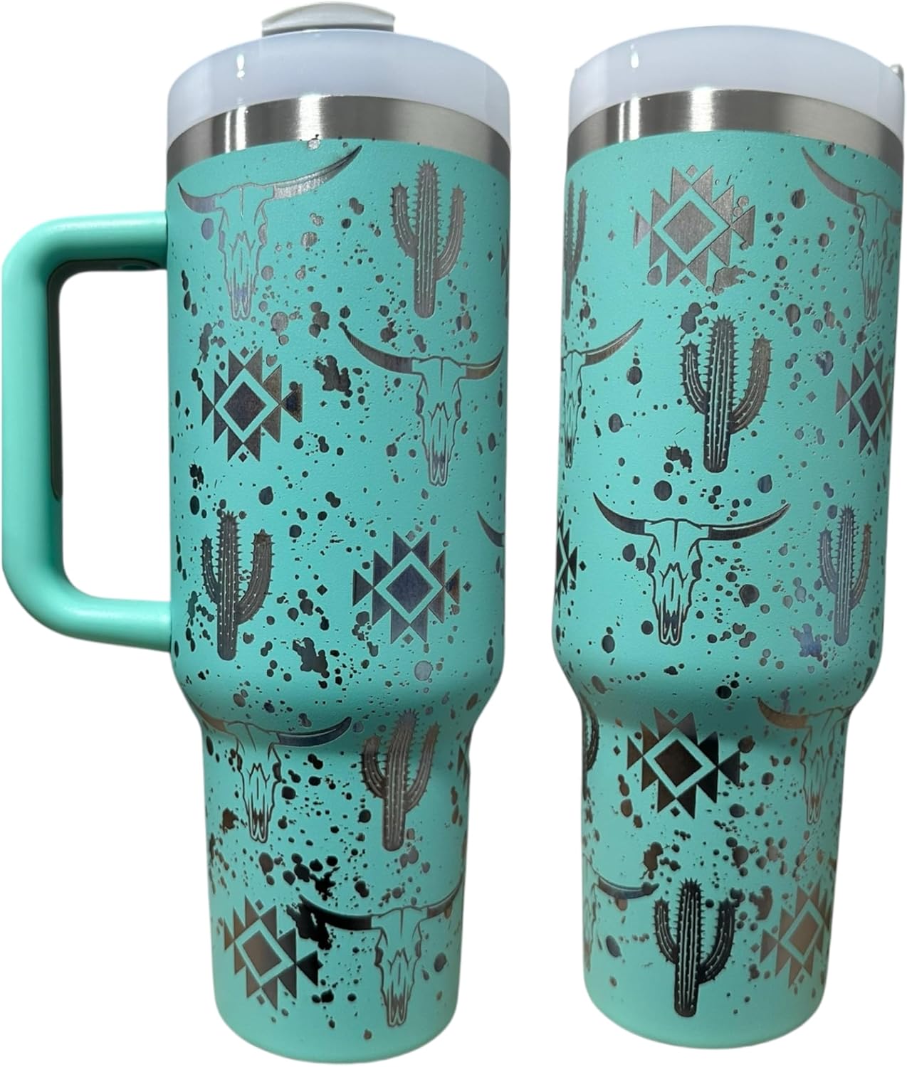 Stainless steel water bottle 40oz cup Longhorn Bottle Bull tumbler Cow gift Western cup Western water bottle (Mint(6)-Western 3.0(F1))