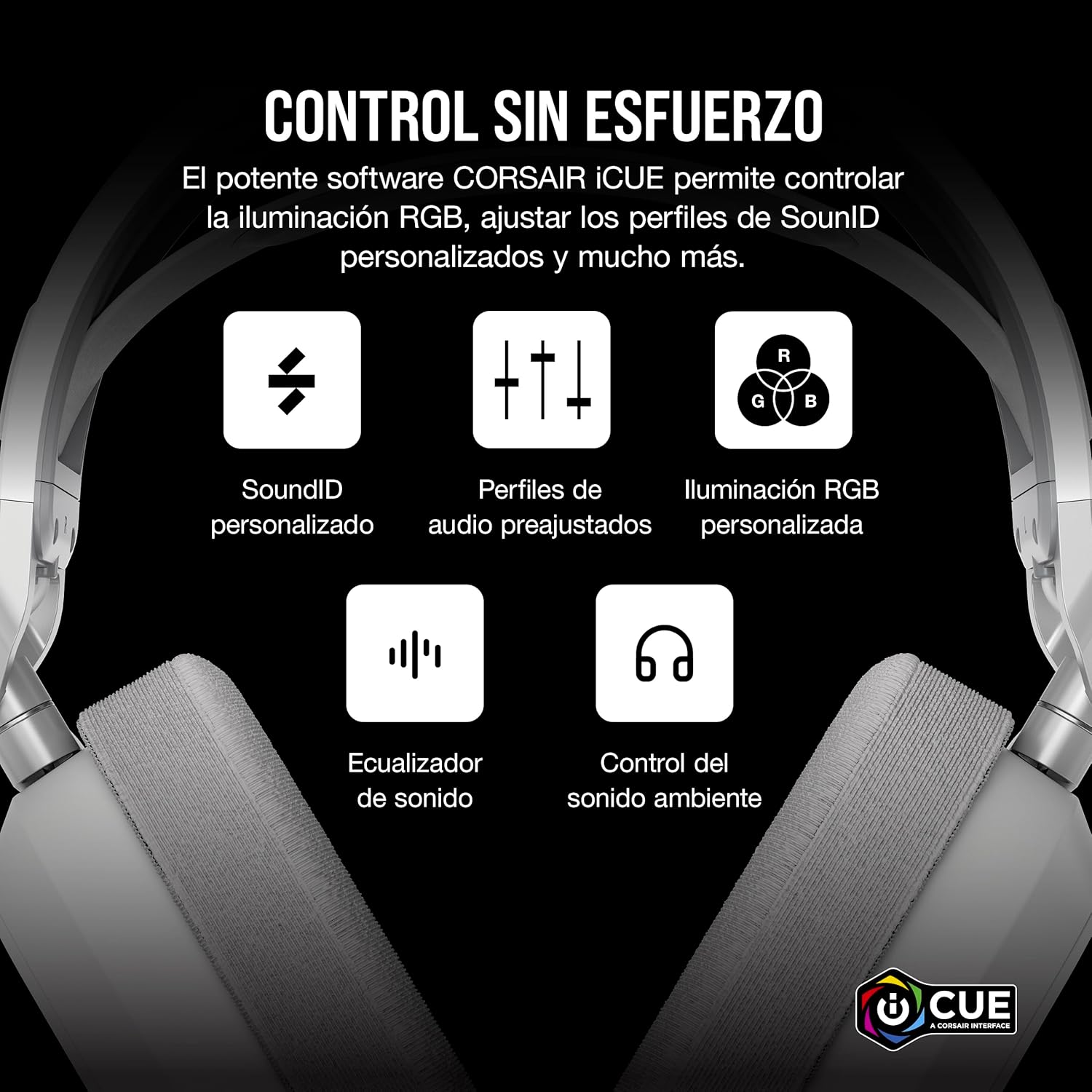 Corsair HS80 MAX Wireless Auriculares para Juegos Multiplataforma con Bluetooth – Dolby Atmos – Micrófono de Calidad Broadcast – Compatible con iCUE – PC, Mac, PS5, PS4, Switch, Móvil – Blanco 9