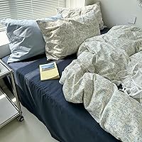 Vista 10 de MKXI Juego de ropa de cama con diseño de corbata de moño linda y rayas de flores rosas, tamaño individual, de algodón - Funda de edredón