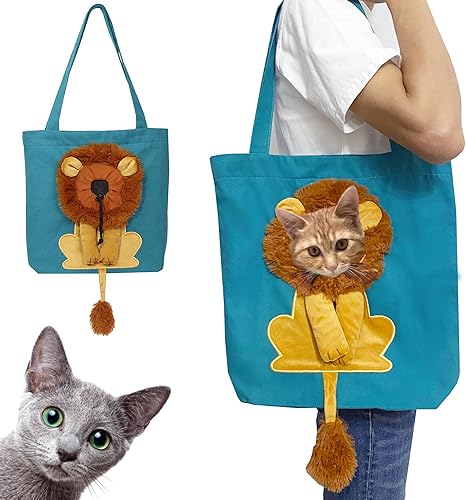 YOOLEETC Bolso de hombro con forma de león en forma de lona para mascotas, Outcrop, Pet Out Bag.