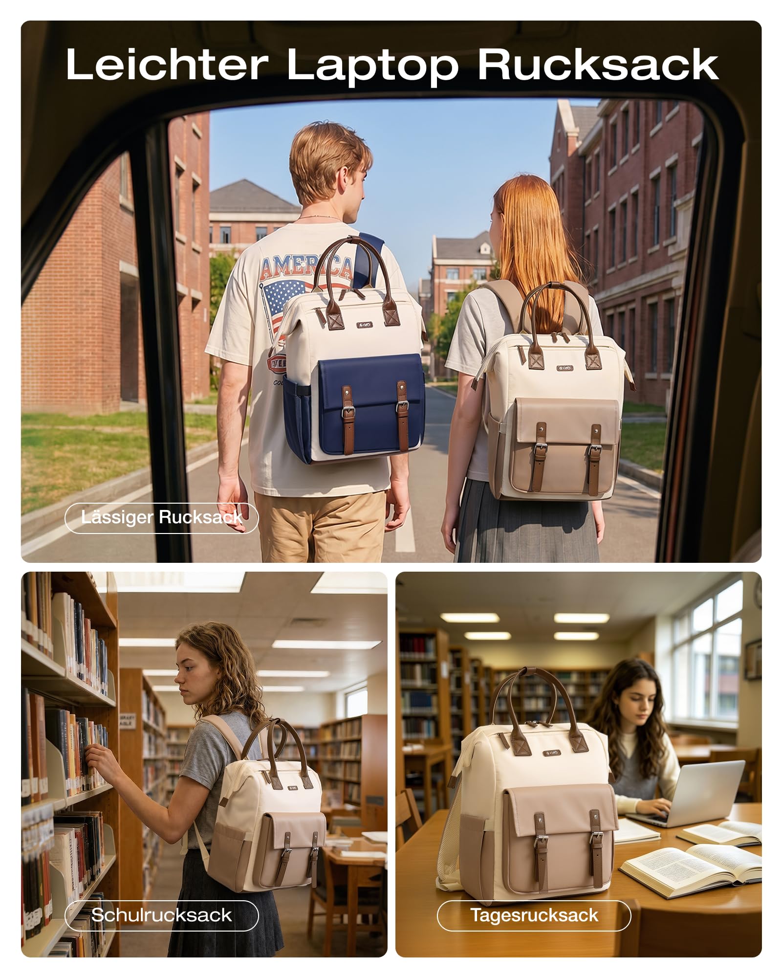 COOLIFE Sac à Dos Femme, 15.6 Inch Sac à Dos Ordinateur, Sacs à Dos Loisir | Sac de Travail Femme pour Université et Travail, Sac à Dos de Voyage avec Compartiment pour Ordinateur Portable (Kaki)