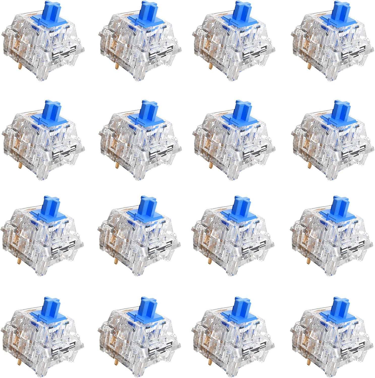 Zhouwang Crystal Blue Switch 3 Pin 50gf Clicky Accurate Typing Dustproof Switches,Keyboard Clicker Replacement for Mechanical Gaming Keyboard(88pcs Crystal Blue + 2pcs)