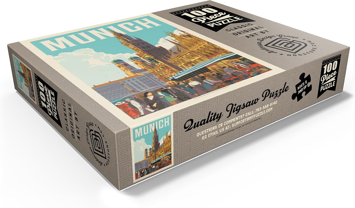 MyPuzzle Germany: Munich, Vintage Poster - Premium 100 Piece Jigsaw Puzzle for Adults