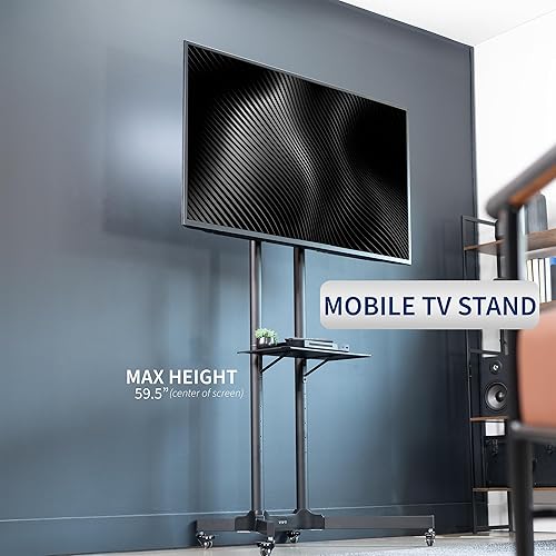 Miniatura 2 de Vivo carrito para TV LCD, LED, soporte para pantalla plana o plasma con ruedas, se adapta a televisores de 32 a 65 pulgadas, Negro