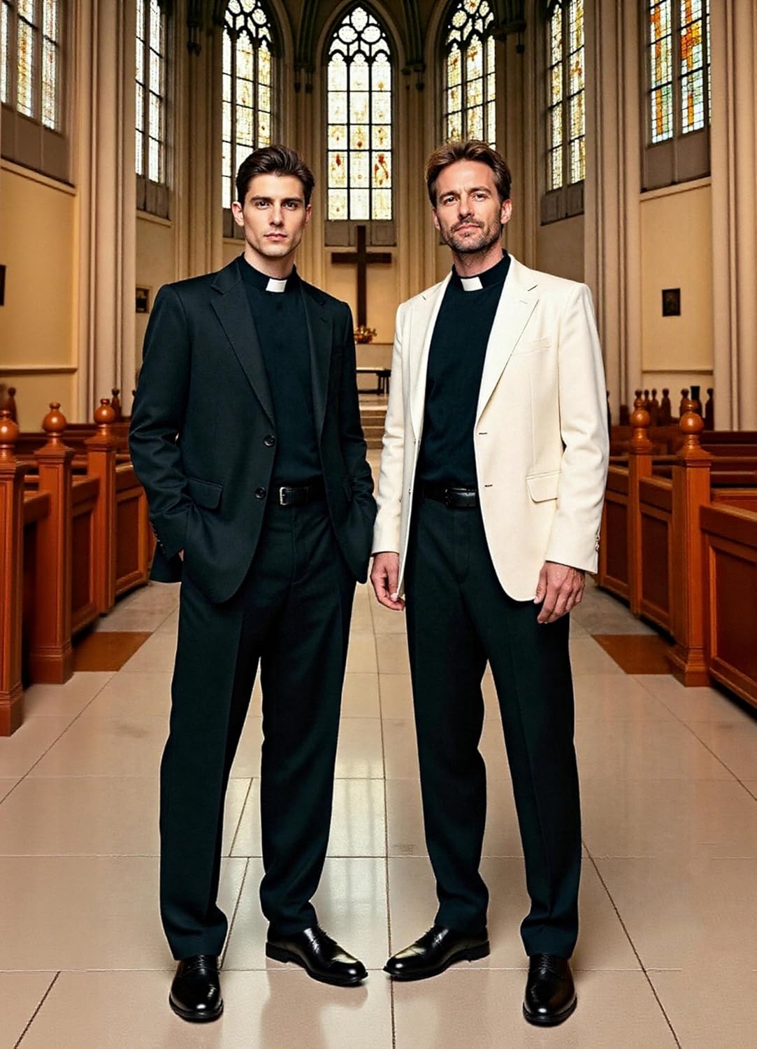 Clergy Shirts for Men Sleeveless Priest Shirt and Clergy Tab Collar Minister Priest Outfit Priest Costume Shirt Tops