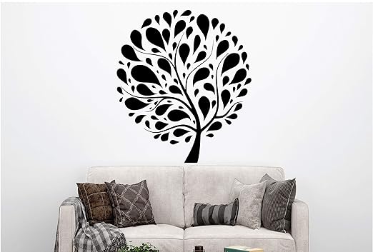 VVWV Leaf Tree Wall Stickers for Home Living Kids Bed Room Hall Kitchen Wall Decor Stickers PVC Vinyl Decals L X H 55 X 60 CMS