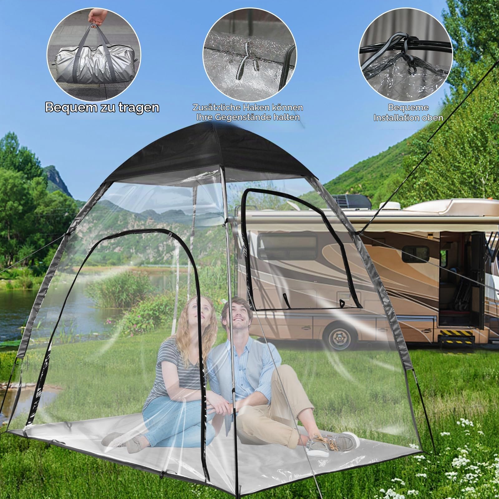 zelt von oben Transparentes PVC-Zelt, Sportzelt, Pflanzenanbauzelt, Aussichtszelt, Blumenhaus, Carport, Camping Vordach Gazebo, Wetterfestes Pop-up-Zelt für Outdoor-Veranstaltungen Garten Camping Cerro Gordo in 7640232951256 Size:3