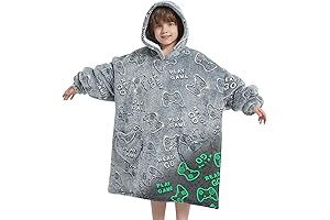 Kids Glow in The Dark Game Controller Blanket Hoodie - For Ages...