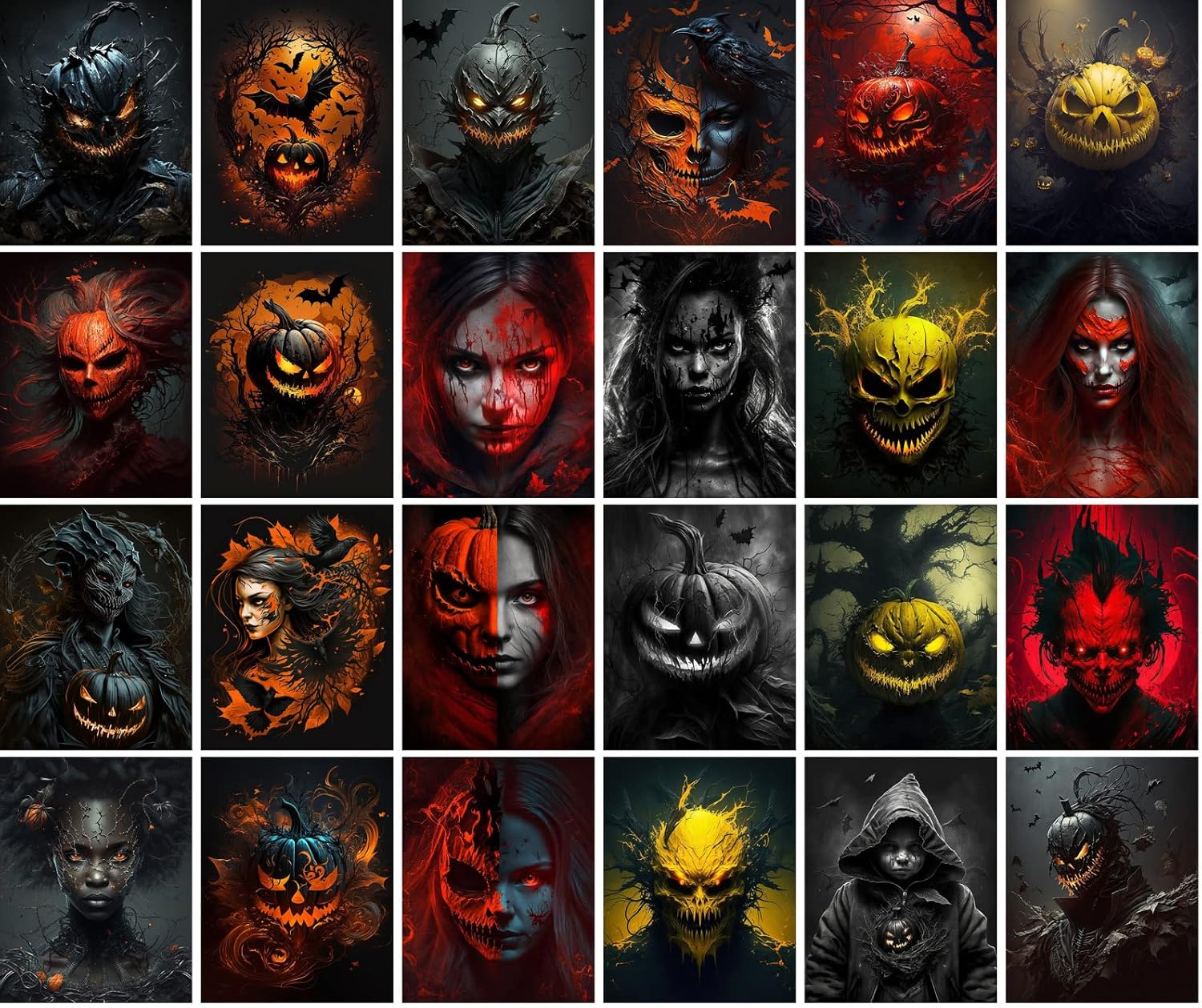 Amazon | 2023 ヴィンテージハロウィンポストカード 24 個