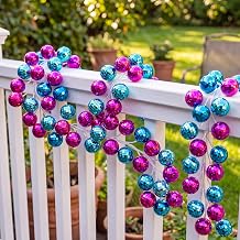 6ft Gender Reveal Party Decorations Garland, Pink and Blue Disco Ball Ornament Garland, He or She Baby Shower Backdrop Decor, Mermaid & Unicorn Birthday Party Supplies for Mantel & Table