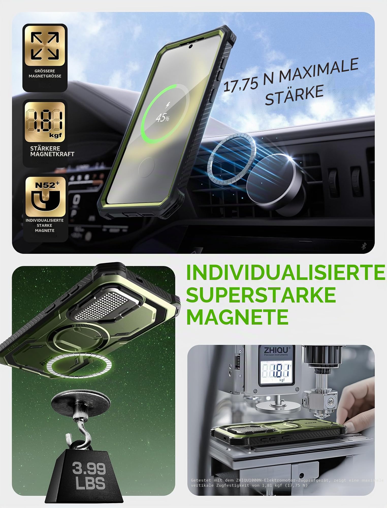 i-Blason Armorbox für Samsung Galaxy S25 Hülle Magsafe mit Kameraschutz Bumper Case 360 Grad Handyhülle Robust Schutzhülle mit Displayschutz und Ständer für Galaxy S25 2025 (Grün)