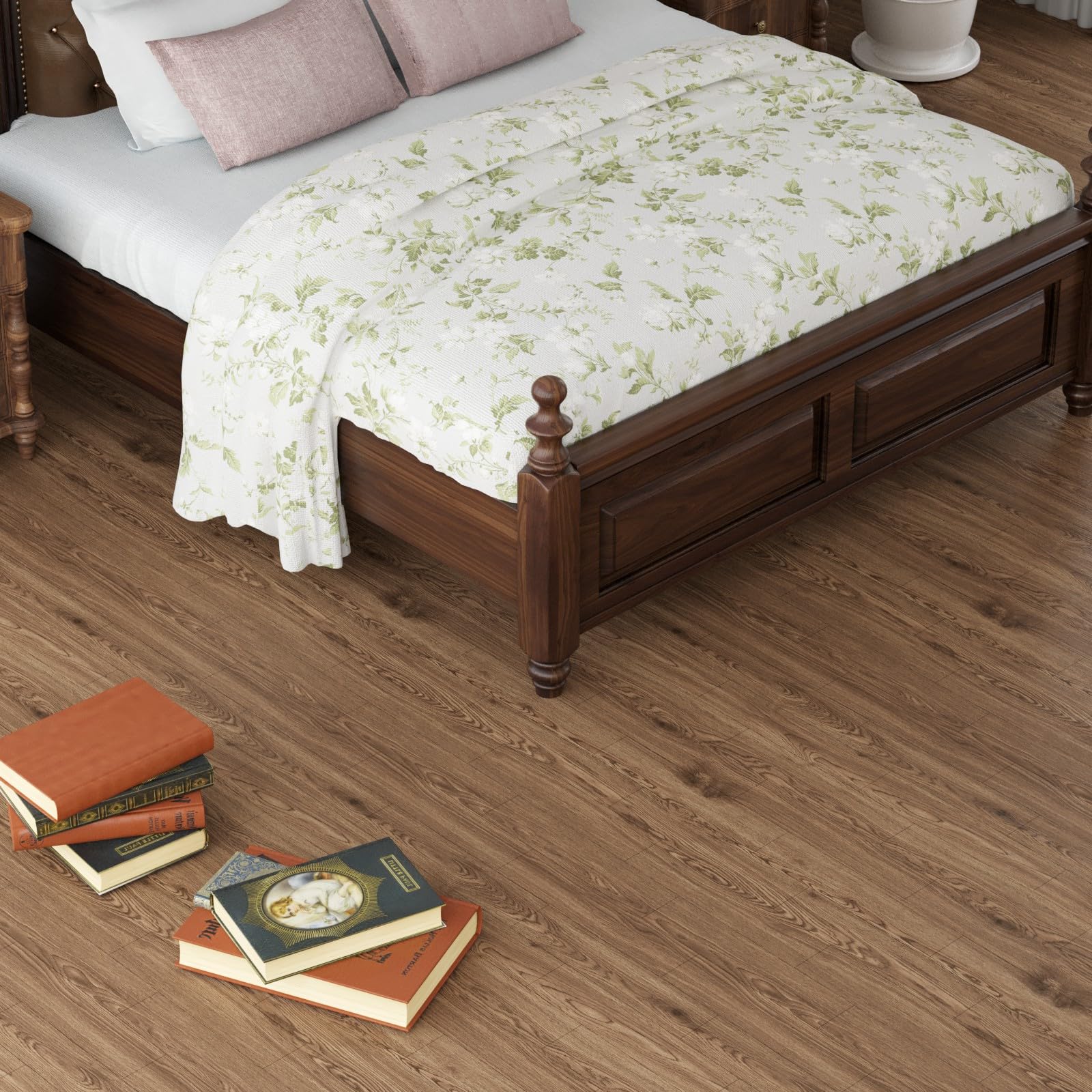 Oxdigi Suelo de PVC autoadhesivo de 6 m², aspecto de madera, baldosas de vinilo para puerta de entrada, salón, cocina, balcón, trastero, recortable, suelos de vinilo, 0,6 x 10 m, nueces