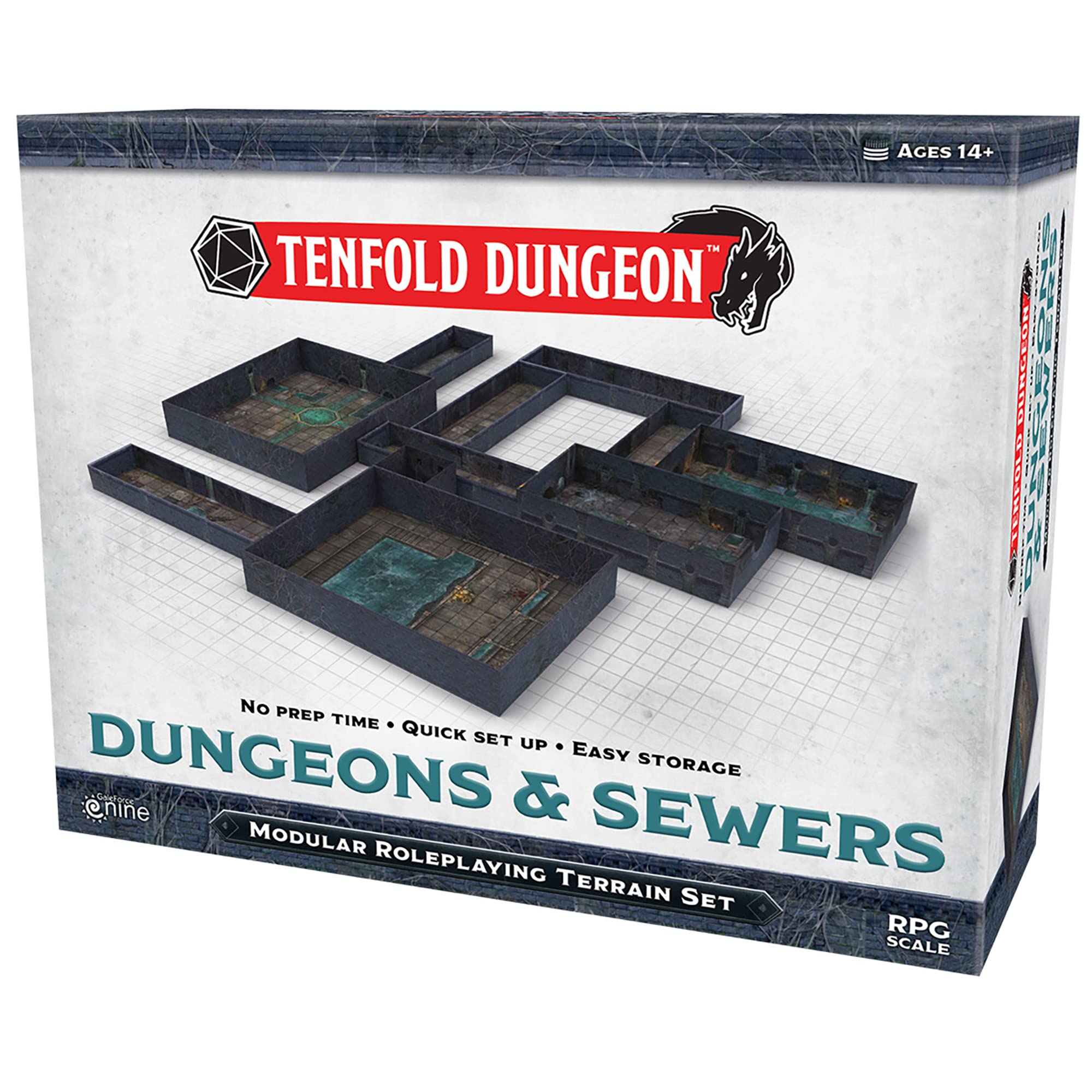 Gale Force Nine Tenfold Dungeon: Dungeons & Sewers - Modular Roleplaying Terrain Set & 5e RPG Adventure (GF9TFD02)