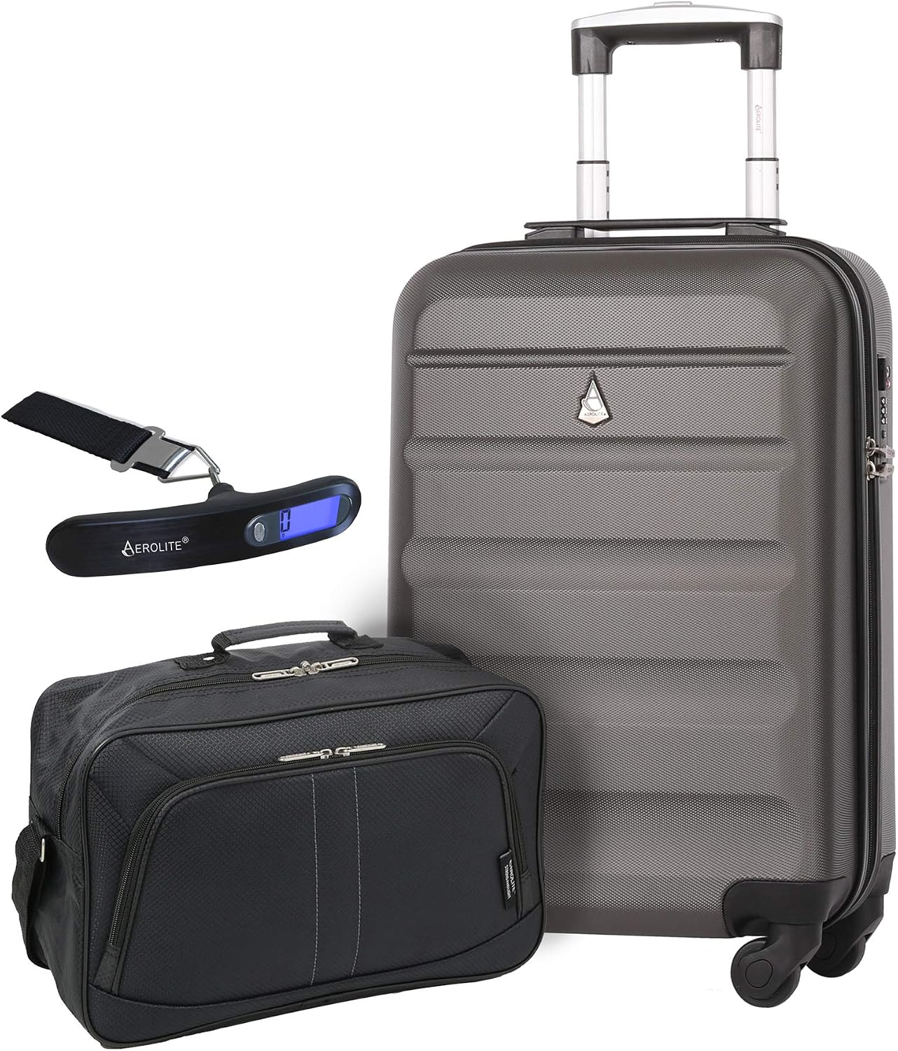 Large Capacity Maximum Allowance Airline Approved Delta United Southwest Carry On Luggage Trolley Rolling Suitcase Body Size 19.3x14x9in Built-in TSA | Small Hard Shell Underseat Bag 16x10x8in