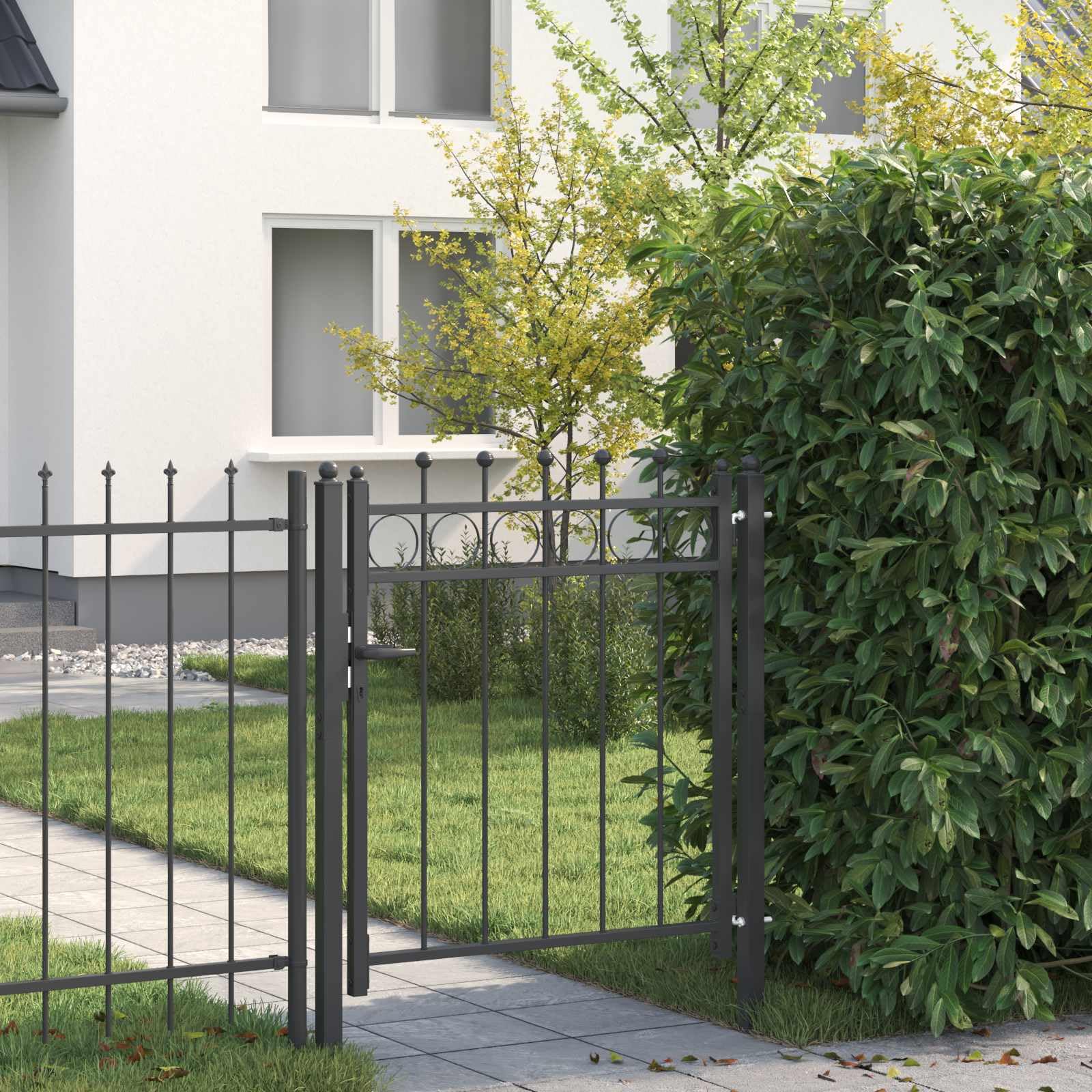 vidaXL Cancello per recinzione HORST 100 x 100 cm Metallo Nero, Cancello moderno, sicuro per entrata, barriera esterna per vialetti, accesso giardino, protezione recinto, metallo