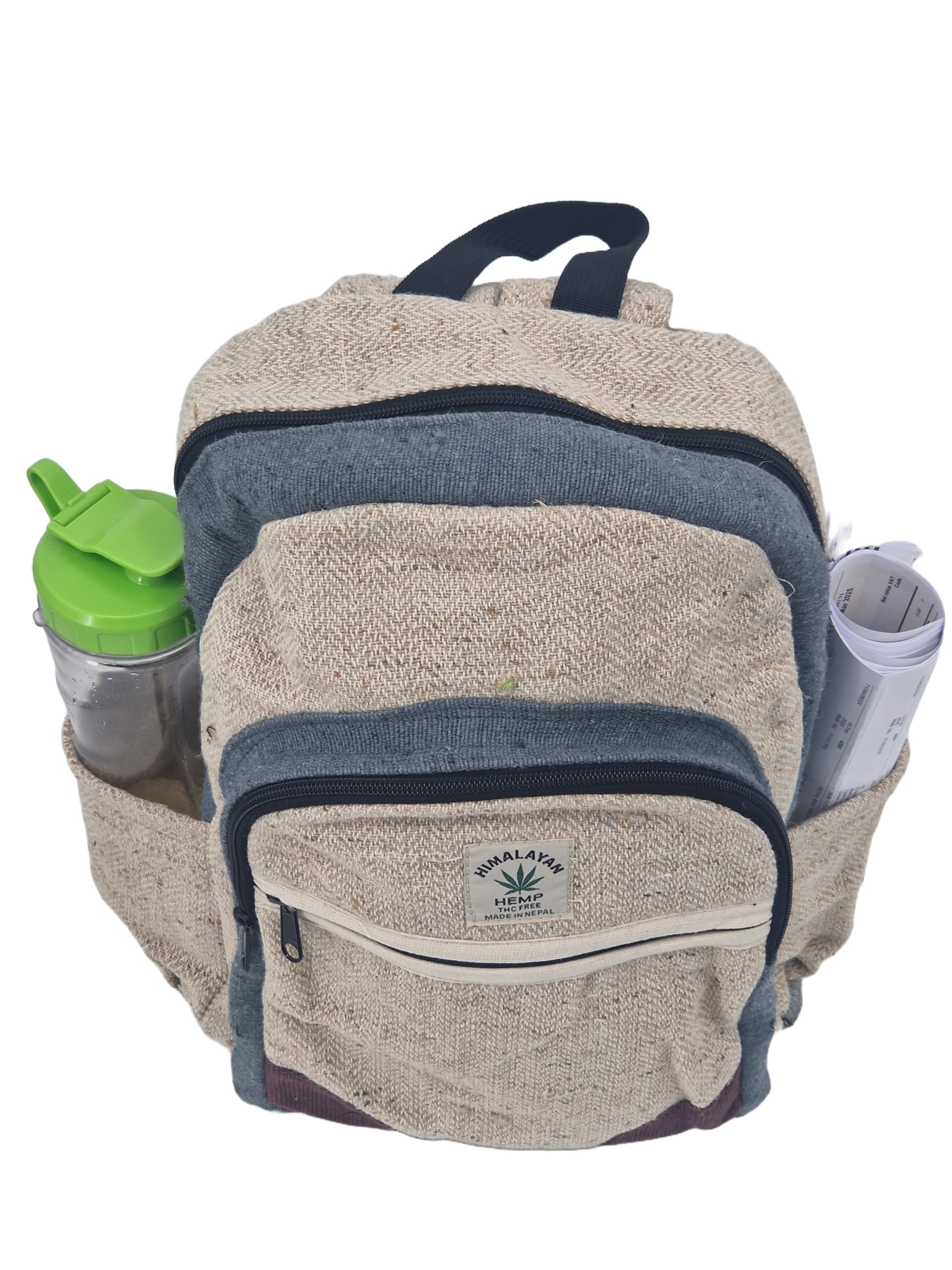 Zaino in canapa, durevole, sostenibile ed elegante, per uomini e donne, leggero, perfetto per viaggi, escursioni, scuola o lavoro, ecologico, autentico fatto a mano in Nepal