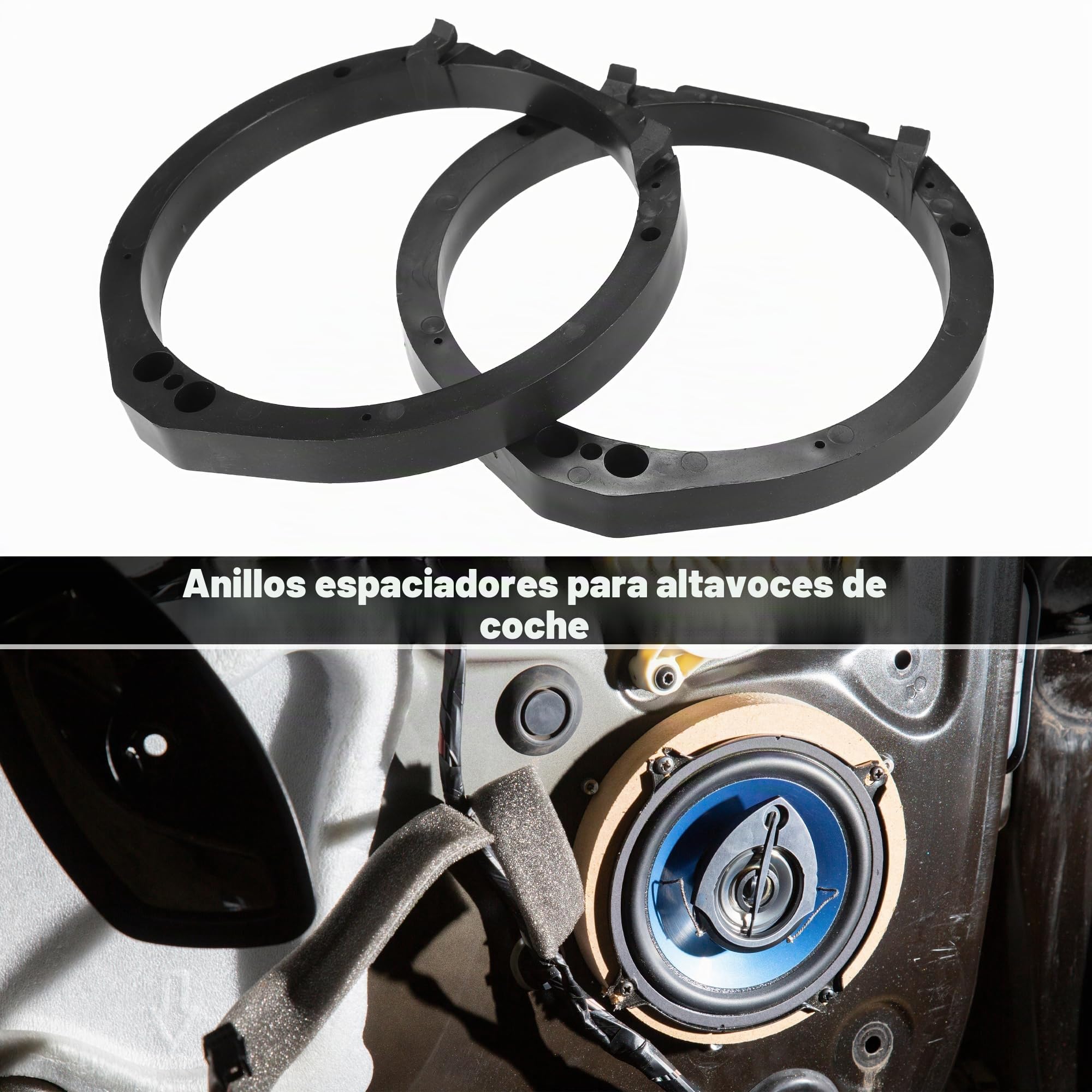 QUARKZMAN 6.5" Adaptador Con Anillo Y Cable Para Honda Accord 08-19 1Pc | Plástico Negro, 25Mm Grosor, 145Mm Diámetro, Cable 25Cm, 2 Pines, Para Honda: Civic 06-20, Crv 07-14, Odyssey 11-20