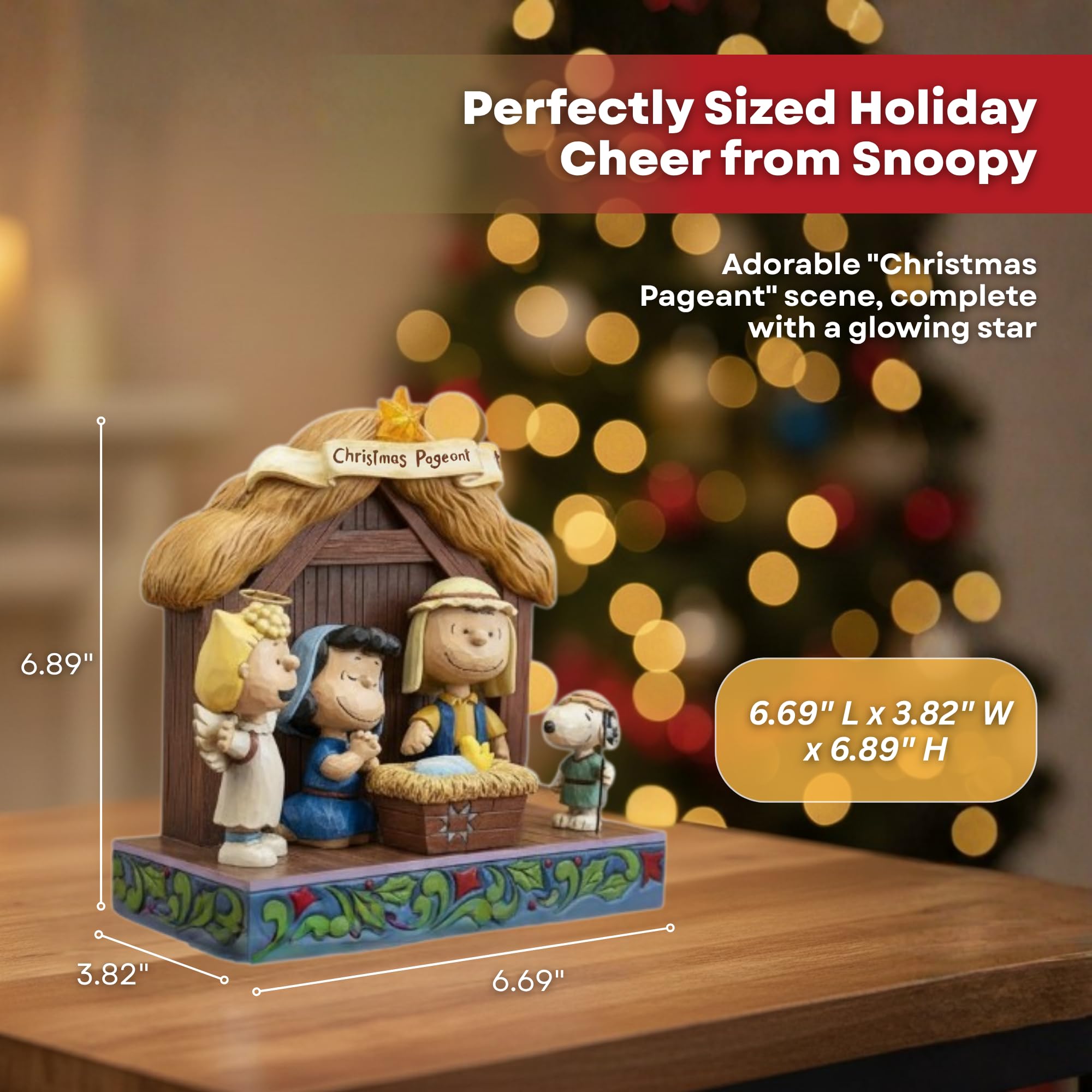 Enesco Peanuts by Jim Shore Figurine Lumineuse de crèche de Noël Multicolore 17 cm