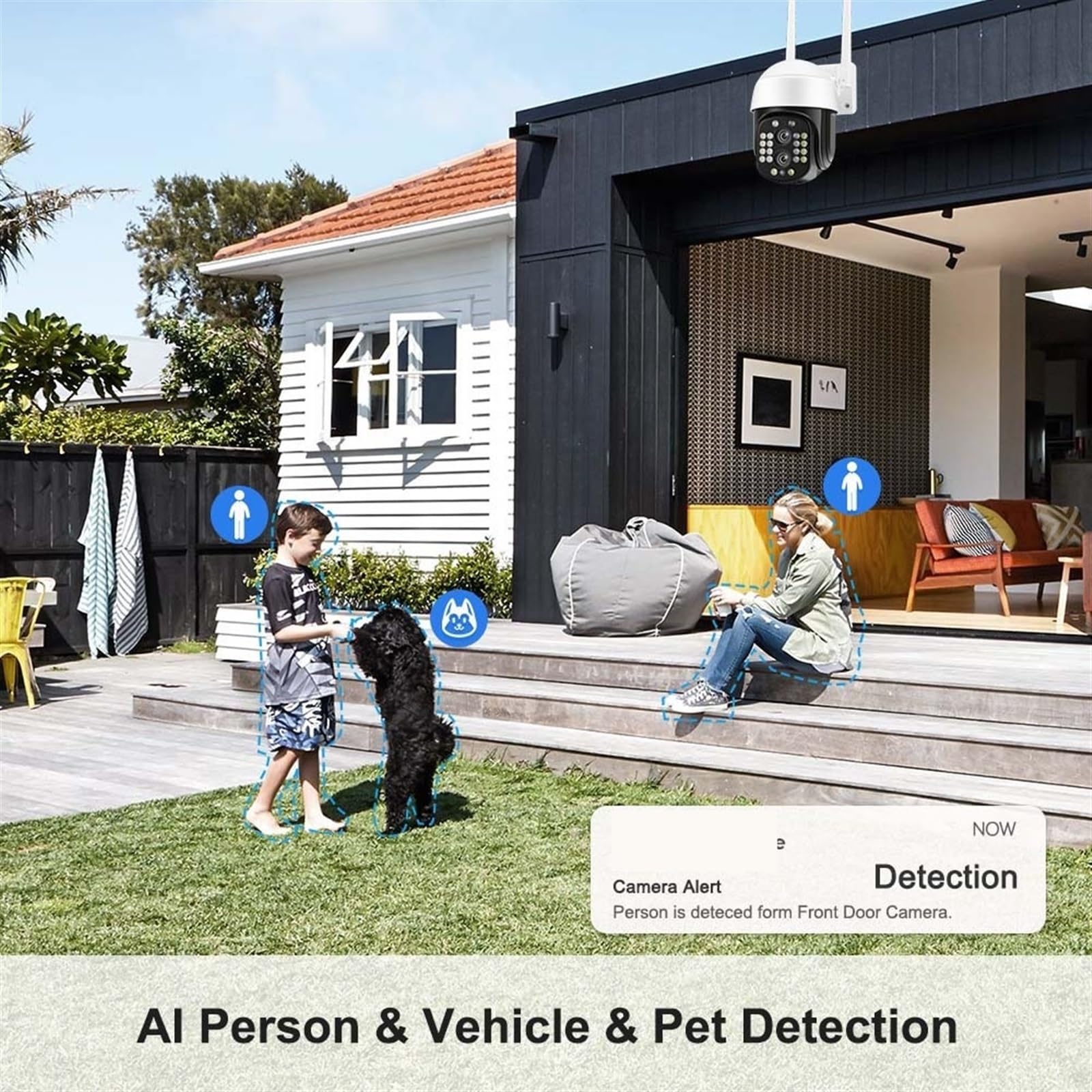 Telecamera Wifi Esterno, Telecamera IP binoculare 4K 8MP 8X Zoom Auto Tracking 2K 4MP CCTV Videosorveglianza Telecamere a doppia lente Protezione di sicurezza intelligente ,Sicurezza, Antifurto(8MP NO