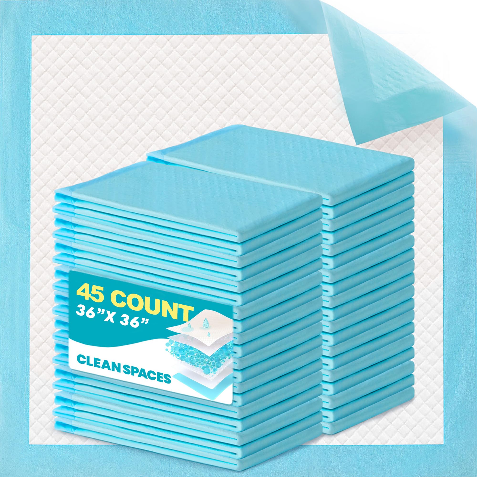 CLEAN SPACES 100 Count Disposable Bed Pads for Adult 36" x 36" | Chucks Pads Underpads Bed Liner for Incontinence, Extra Large Puppy Pads / Dog Pee Pads / Wee Wee Pads for Training, XL