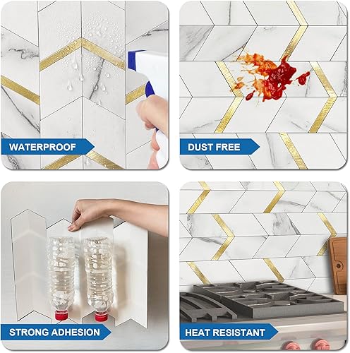 Miniatura 6 de MOFIT - Protector contra salpicaduras para cocina, panel de pared 3D para despegar y pegar, azulejos autoadhesivos para azulejos de baño,