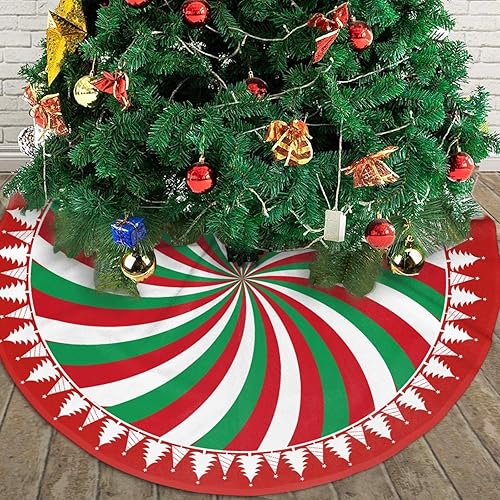 Miniatura 2 de Falda de Árbol de Navidad con Diseño de Dulces en Remolino de 36 Pulgadas, Alfombra de Árbol de Navidad, Decoración de Fiesta Navideña de Invierno