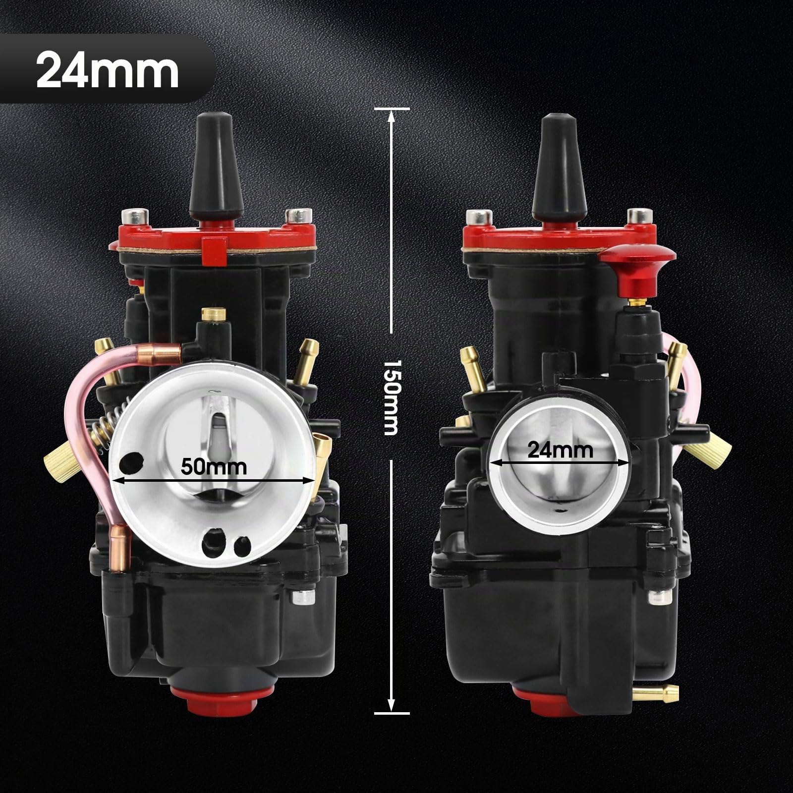 PWK – Kit de carburateur de course de 24 mm avec filtre à air, 10 jets principaux, 10 jets pilotes lents, universels pour moteur 2T 4T, motocross, moto, scooter, ATV, Quad, Go Kart (24 mm)