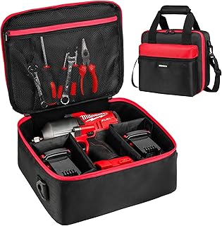 Impact Wrench Case Compatible with Milwaukee 2967-20/ Dewalt DCF900B/DCF891B/DCF961B/DCF899B Impact Wrench Kit,Tool Bag Compatible with Milwaukee Impact Battery and Charger,Bag Only