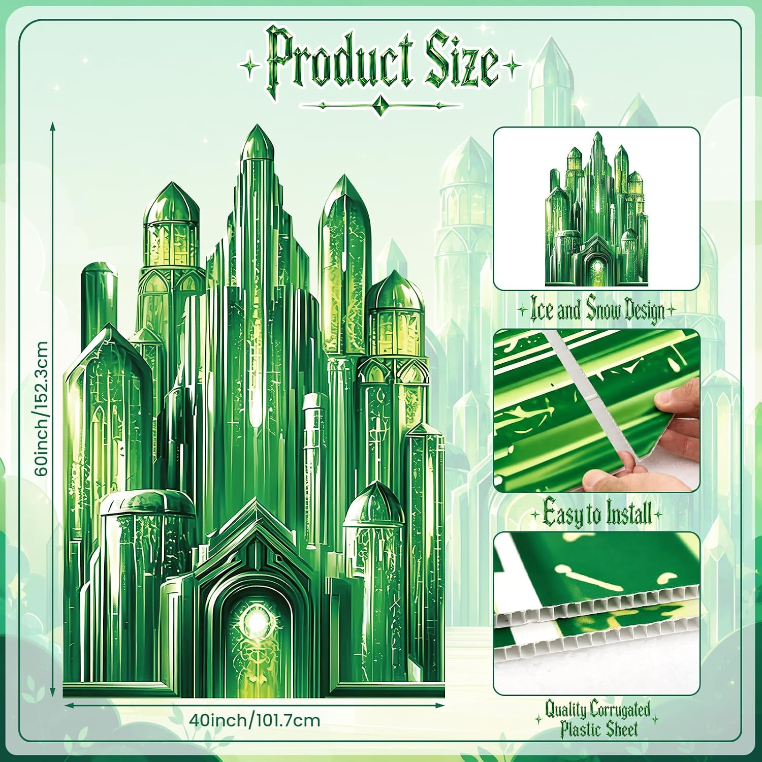 5 Ft Emerald Castle Corrugated Plastic Standee Large Photo Prop